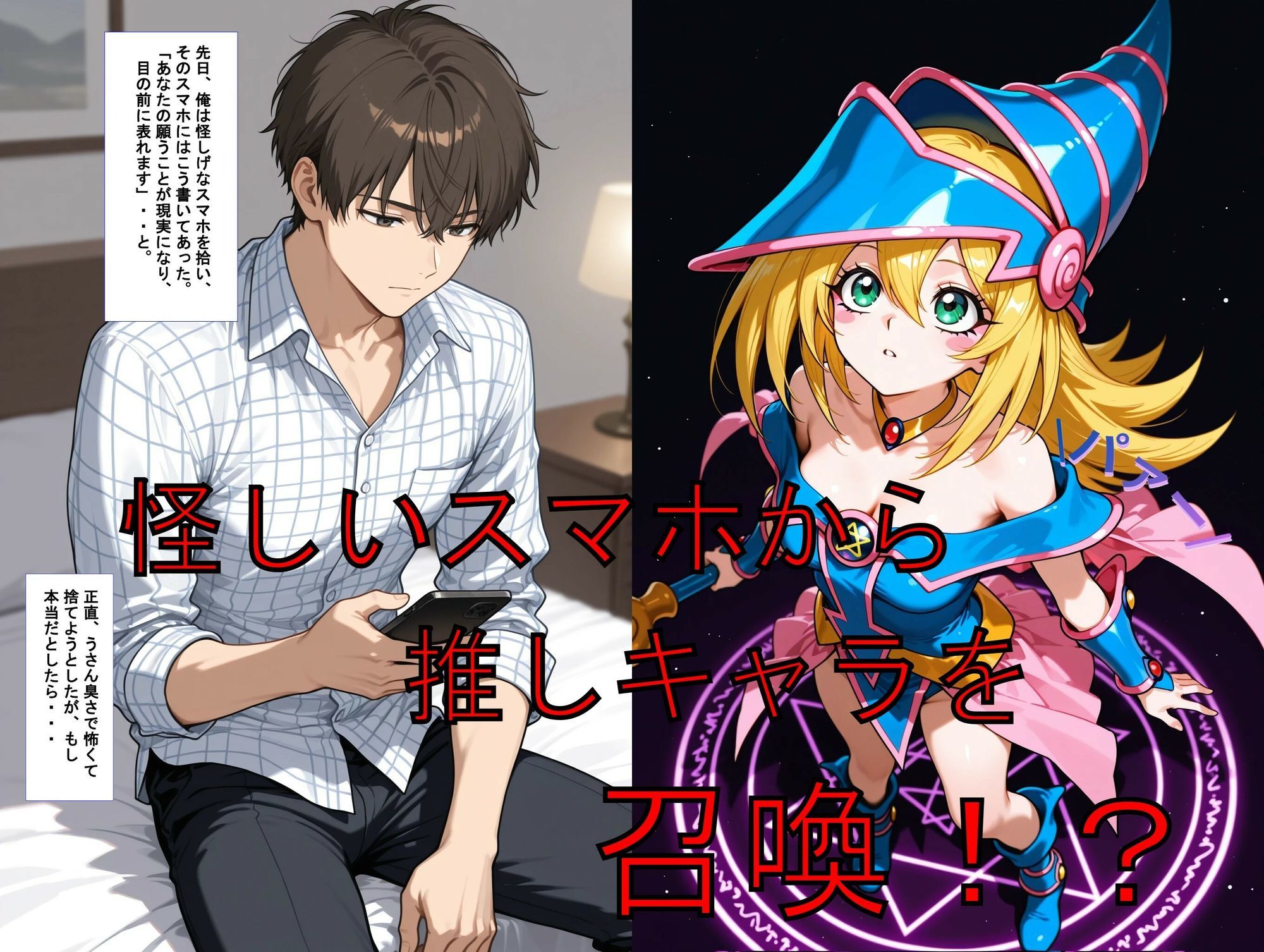 推しキャラ召喚した俺！  勘違いガールちゃんは、俺と触手のコンボで犯しつくす！〜ブラック・マジ〇ャン・ガール〜ver サンプル1ページ目