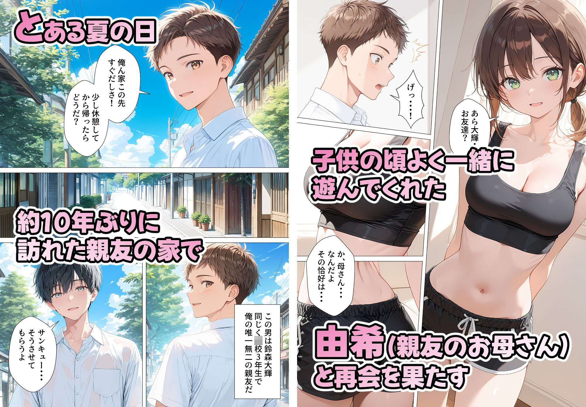 親友のお母さんに何度も種付けをした夏の夜 サンプル1ページ目