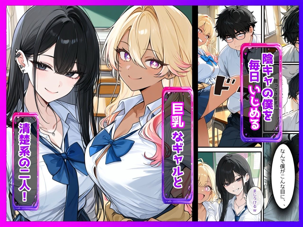 【陰キャ逆転】記憶操作アプリでいじめっ子の巨乳ギャルと清楚系を完堕ちわからせする話 サンプル1ページ目