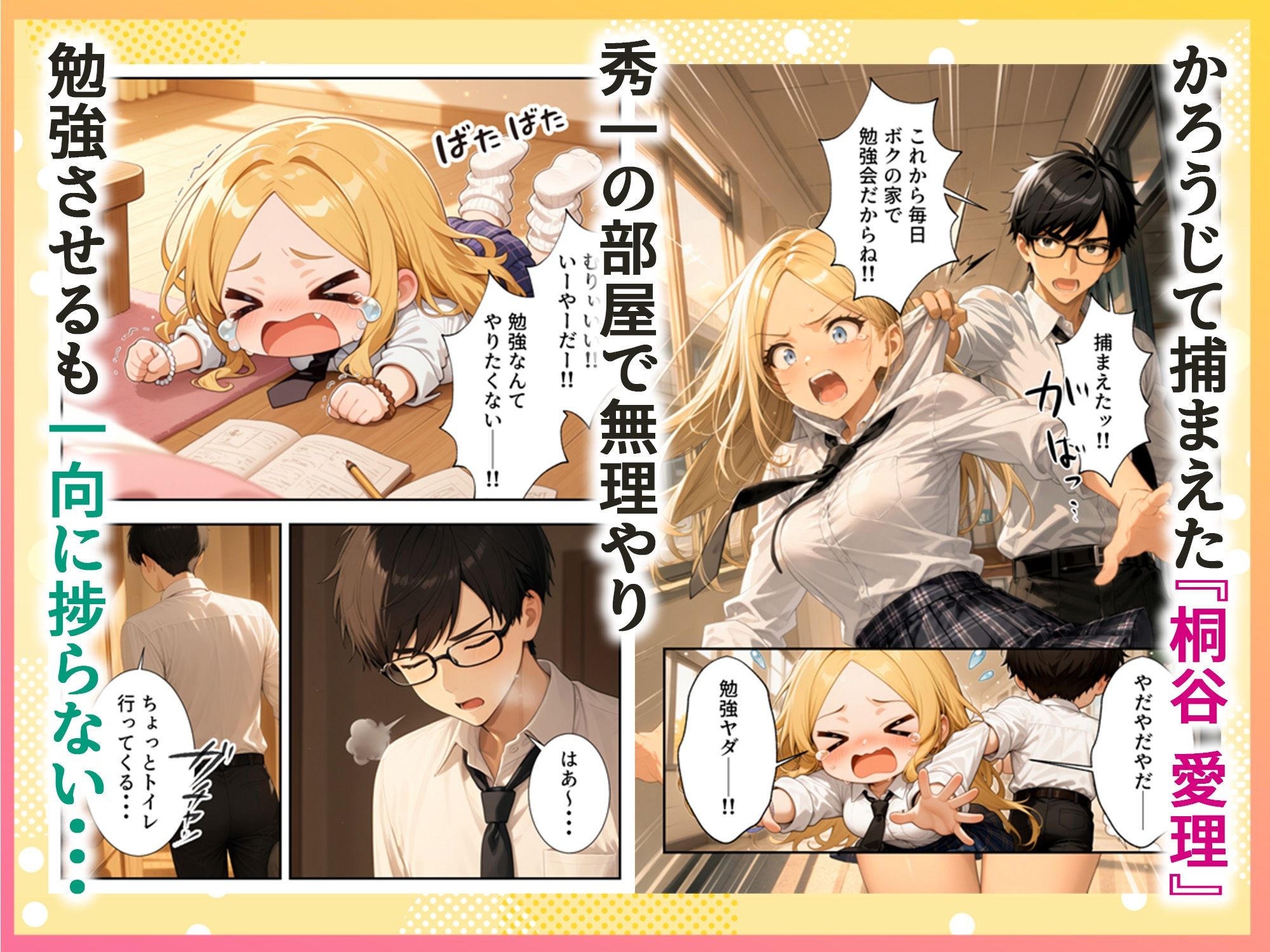 勉強嫌いな1軍ギャル達とデカチンがり勉くん サンプル2ページ目