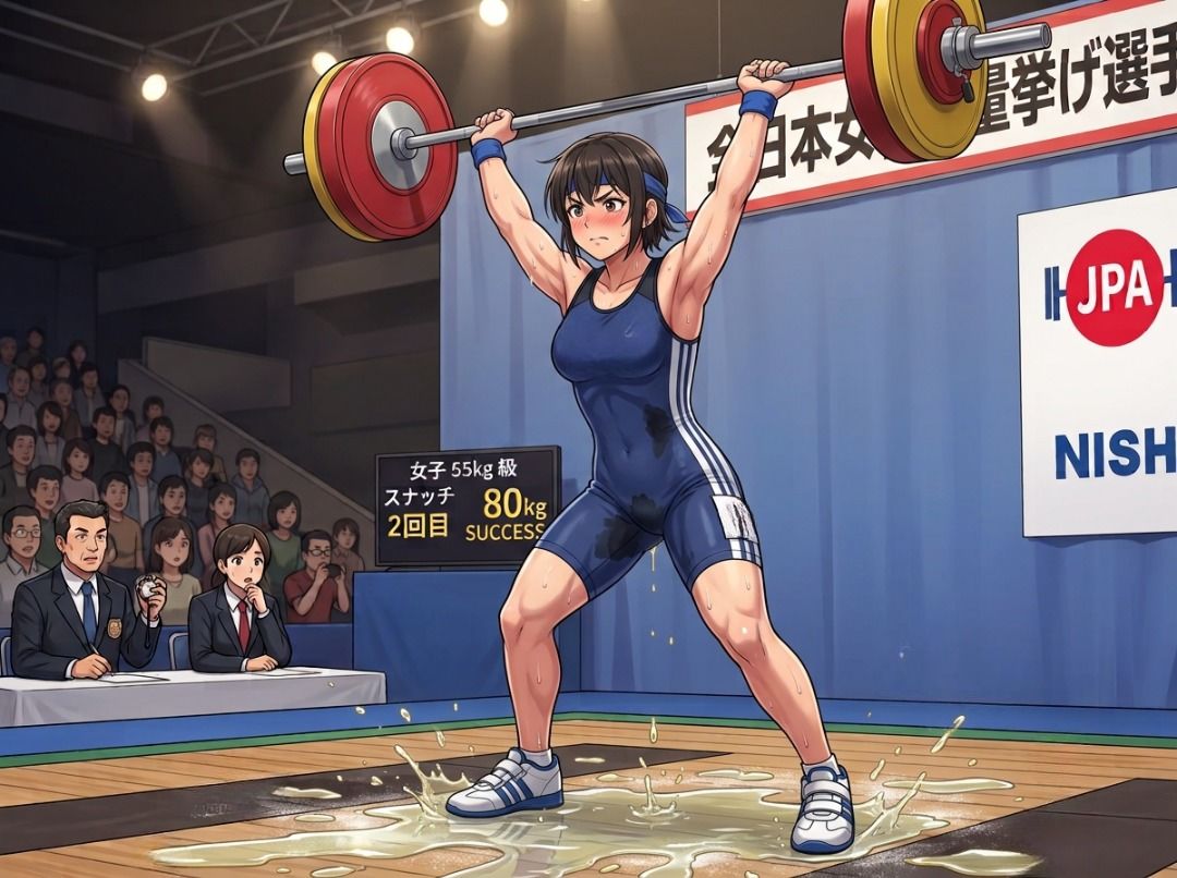 【悲報】美しすぎる重量挙げ美少女、インターハイ決勝で盛大にお漏らししてしまう サンプル1ページ目