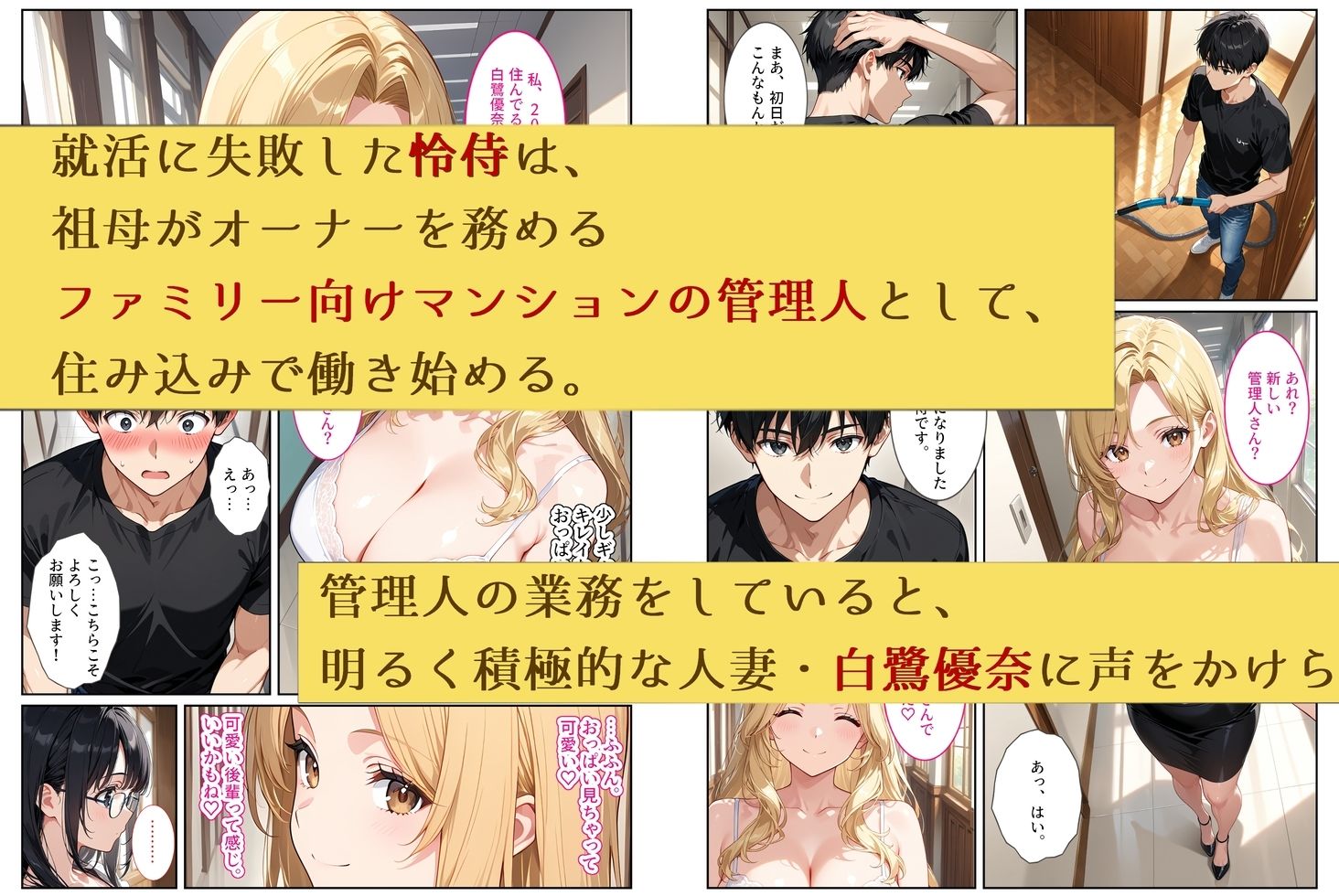 ファミリー向けマンションの管理人になったら欲求不満の人妻たちと秘密のセフレになりました！ サンプル1ページ目