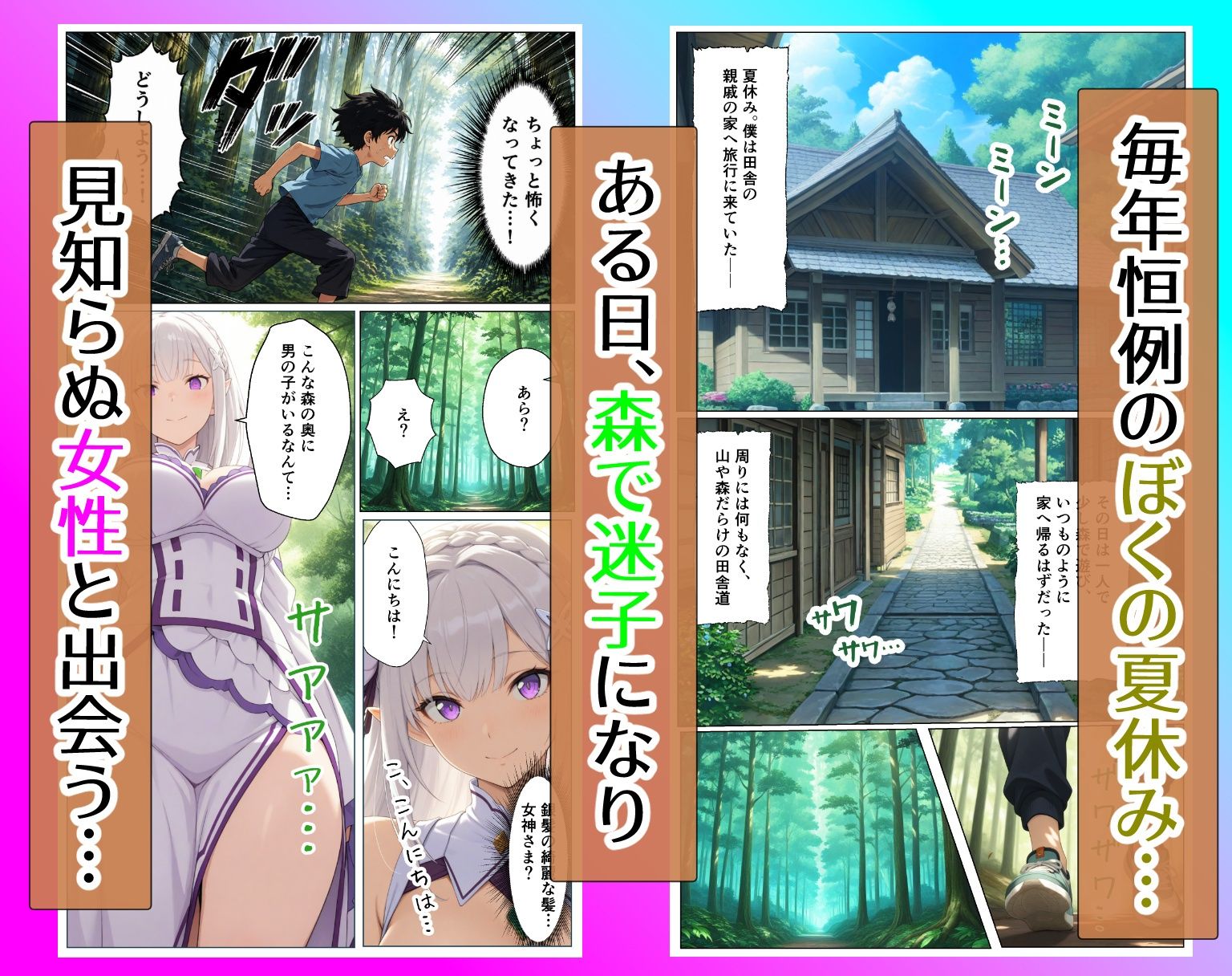 森で迷った僕を拾ったのはエ〇リアとレ〇でした〜屋敷で始まる種付け三昧の夏休み〜 サンプル1ページ目