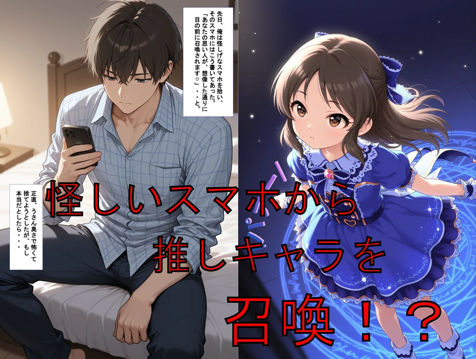推しキャラ召喚した俺！  ちっぱいアイドルは、健気に甘美なご奉仕を  〜橘  あ〇す〜ver サンプル1ページ目