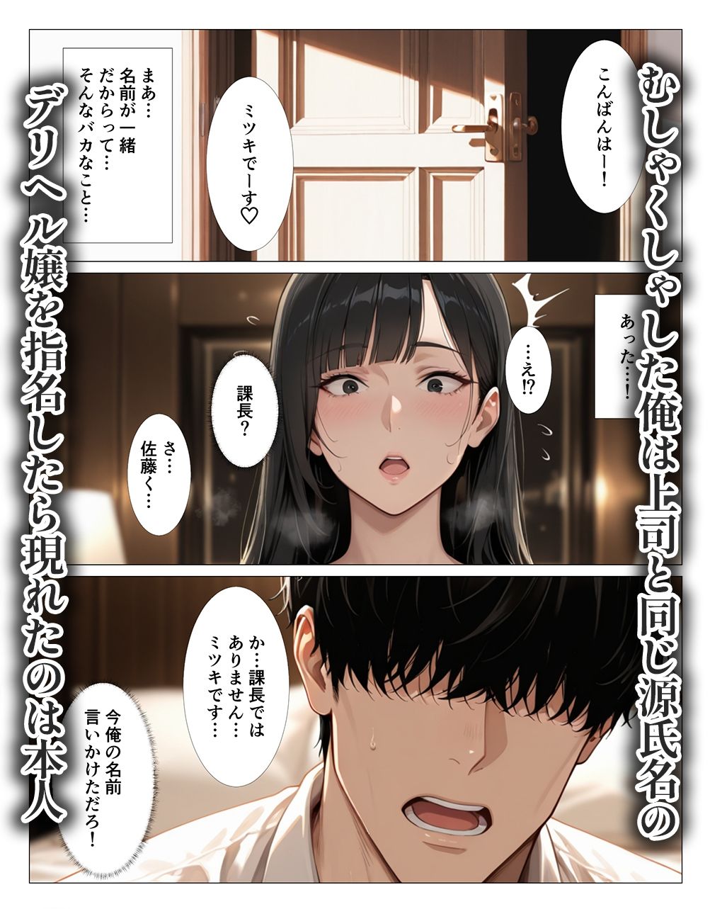 クール系上司がデリヘル嬢だったので爆乳吸って中出しした話 サンプル2ページ目