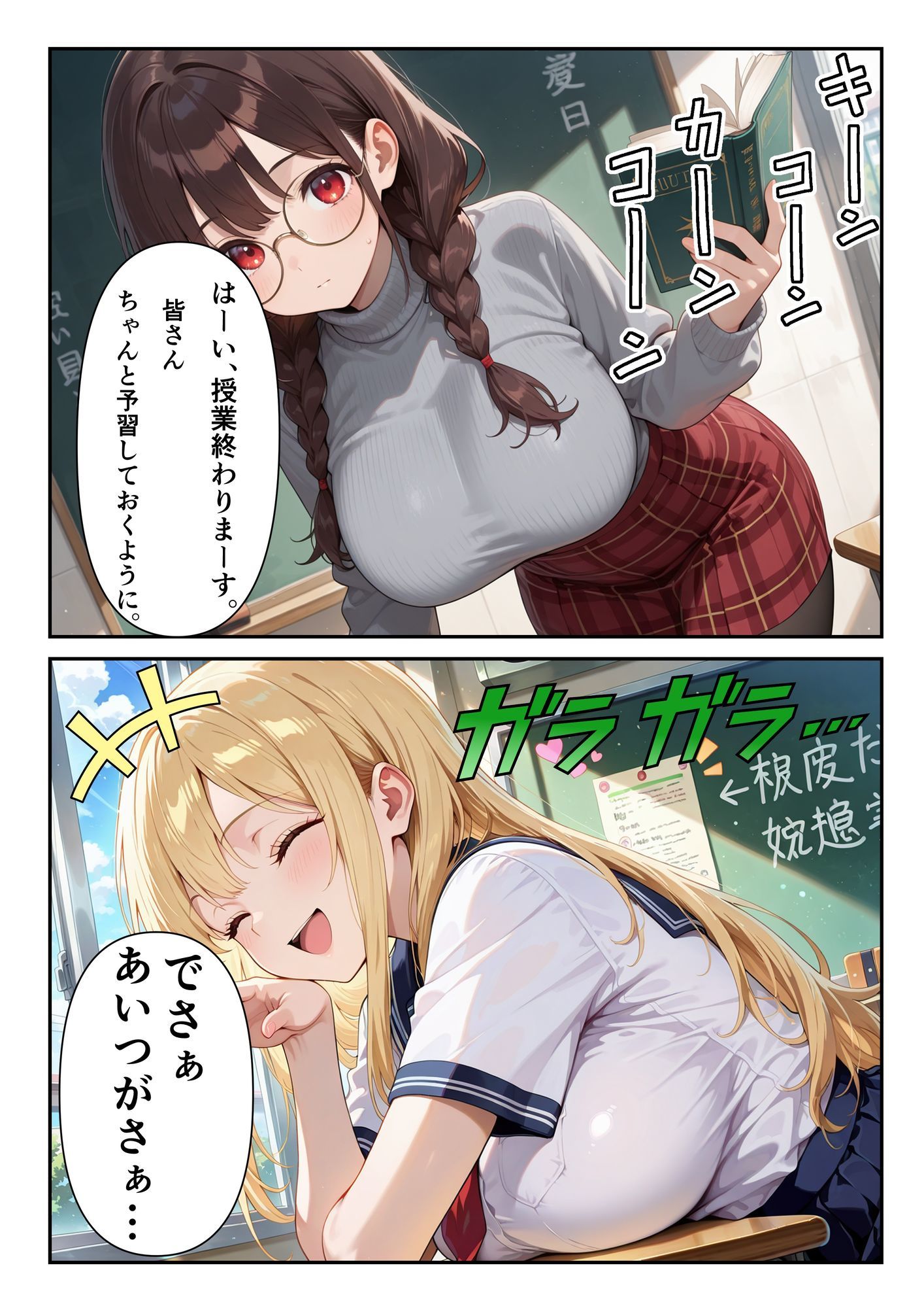 クラスの金髪ギャルが性欲モンスターだった サンプル3ページ目