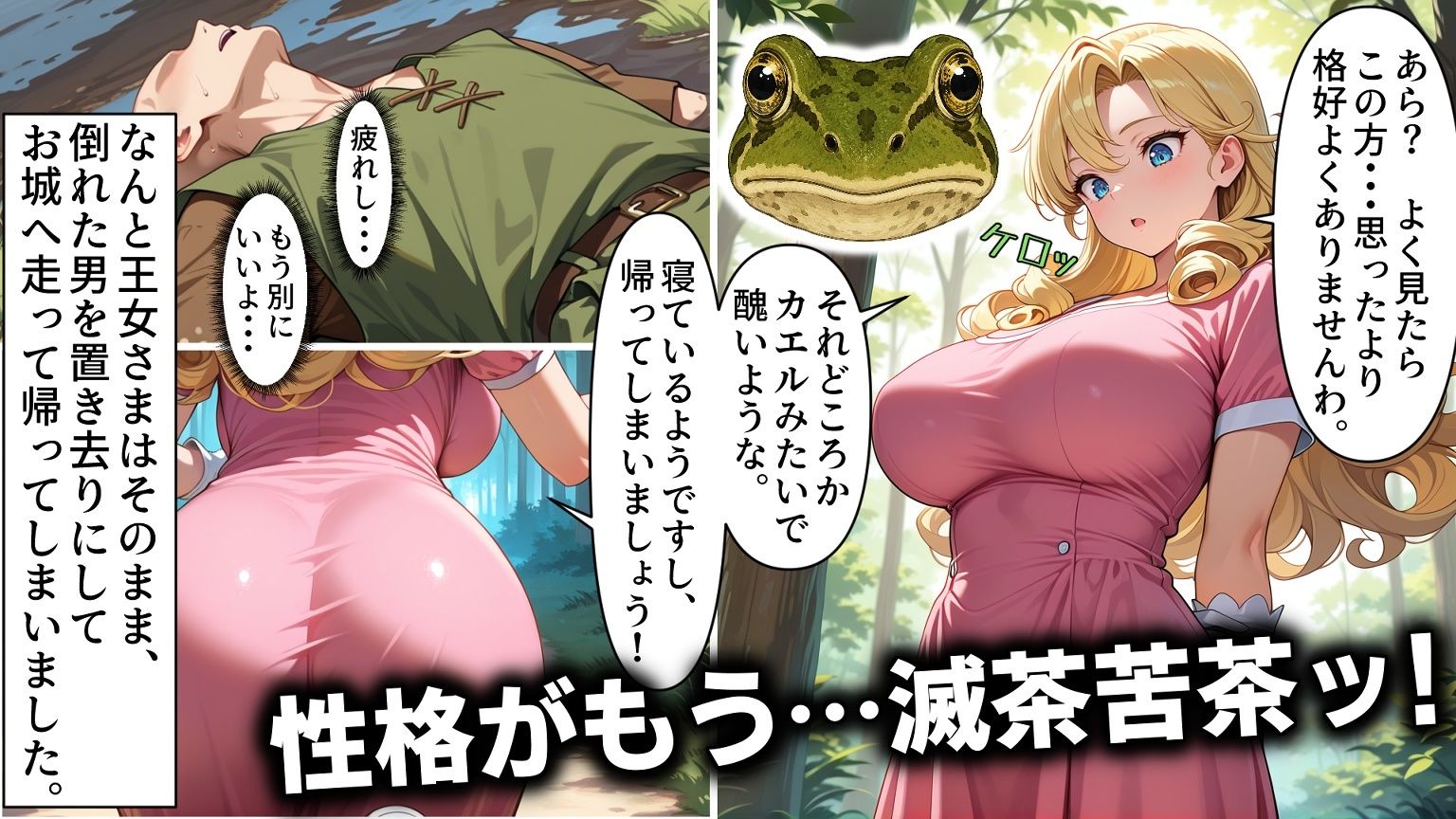 えろ童話『純金の鞠と蛙化王女様』 サンプル3ページ目