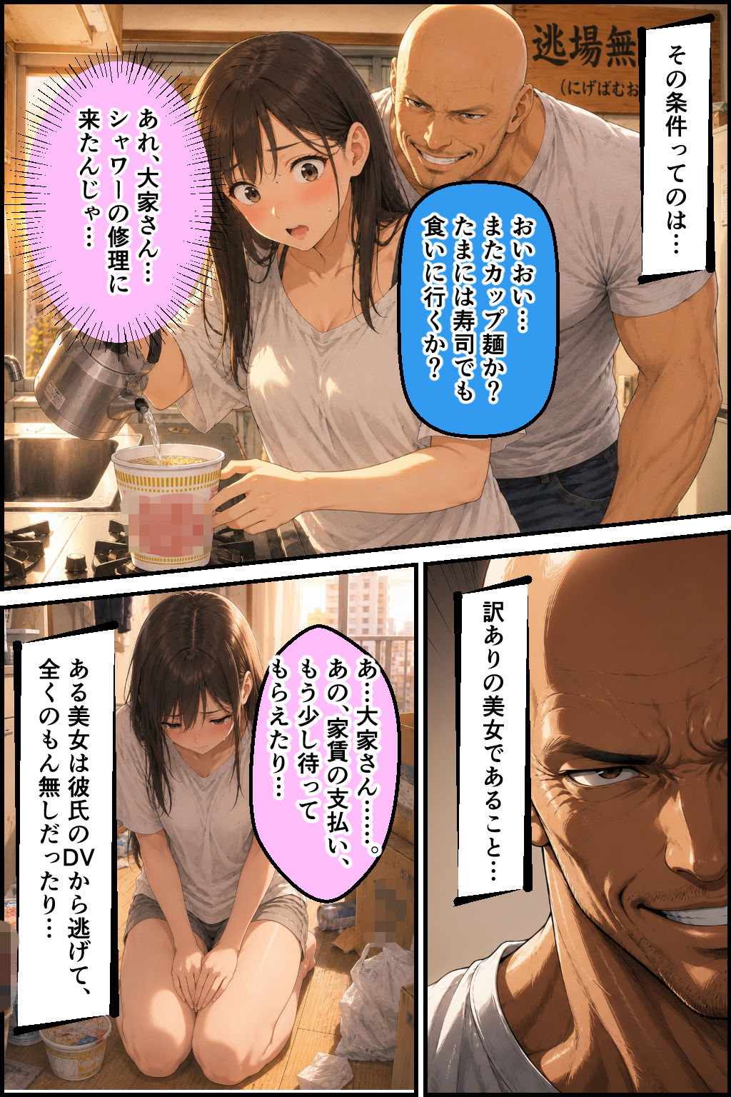訳あり美女限定アパート！逃場無犯荘  大家に調教される逃亡メスたち  橘葵編 サンプル3ページ目