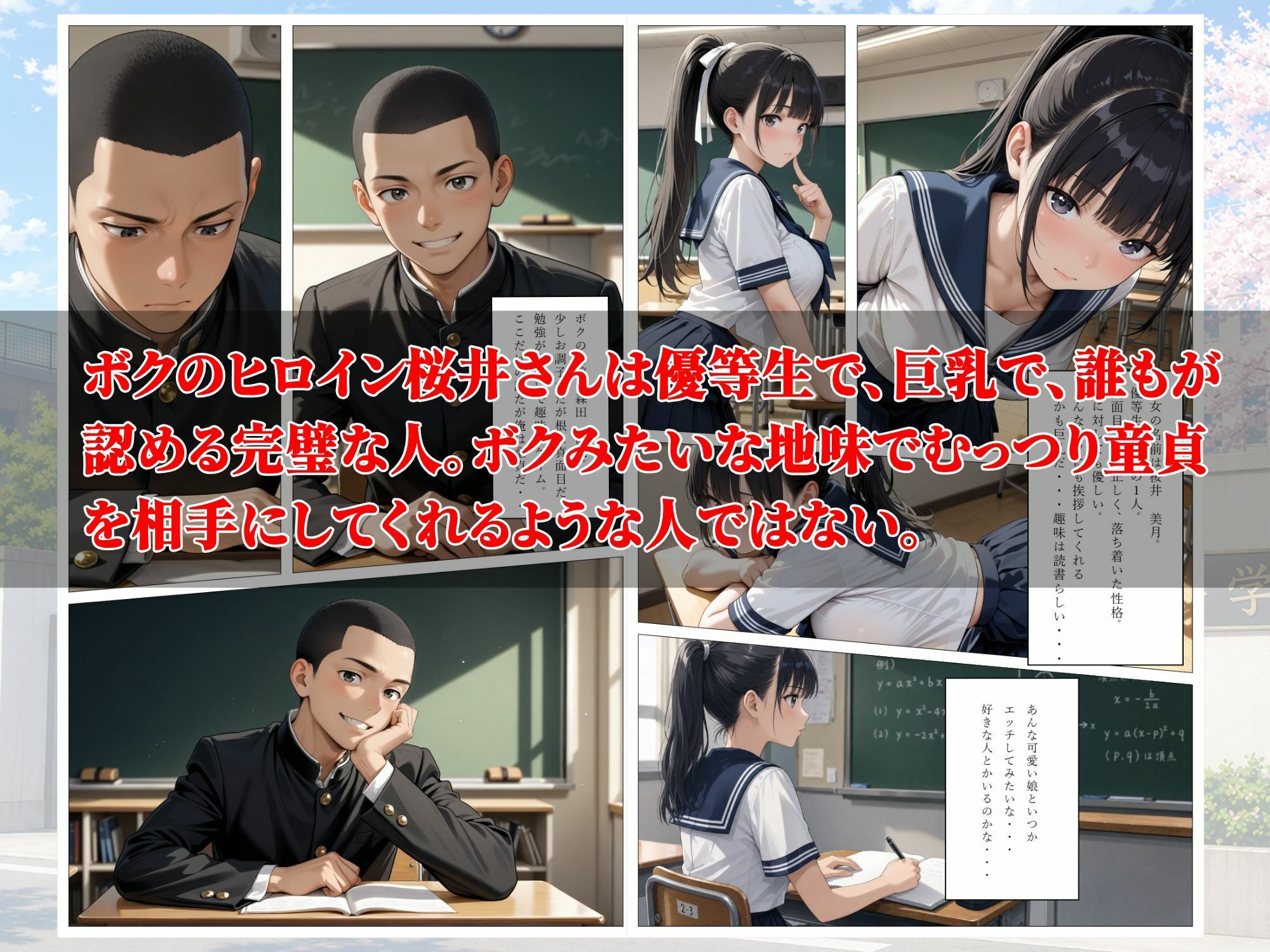 童貞のボクが大好きな優等生ヒロインを目の前で校長に弱みを握られNTRされた話 サンプル2ページ目