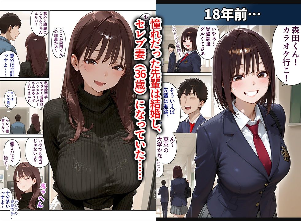 学生時代に憧れてた先輩（36歳・セレブ妻）を家に誘ったら、中出し懇願＆喉奥ガン突きフェラでオナニーしながらイキまくった話 サンプル3ページ目