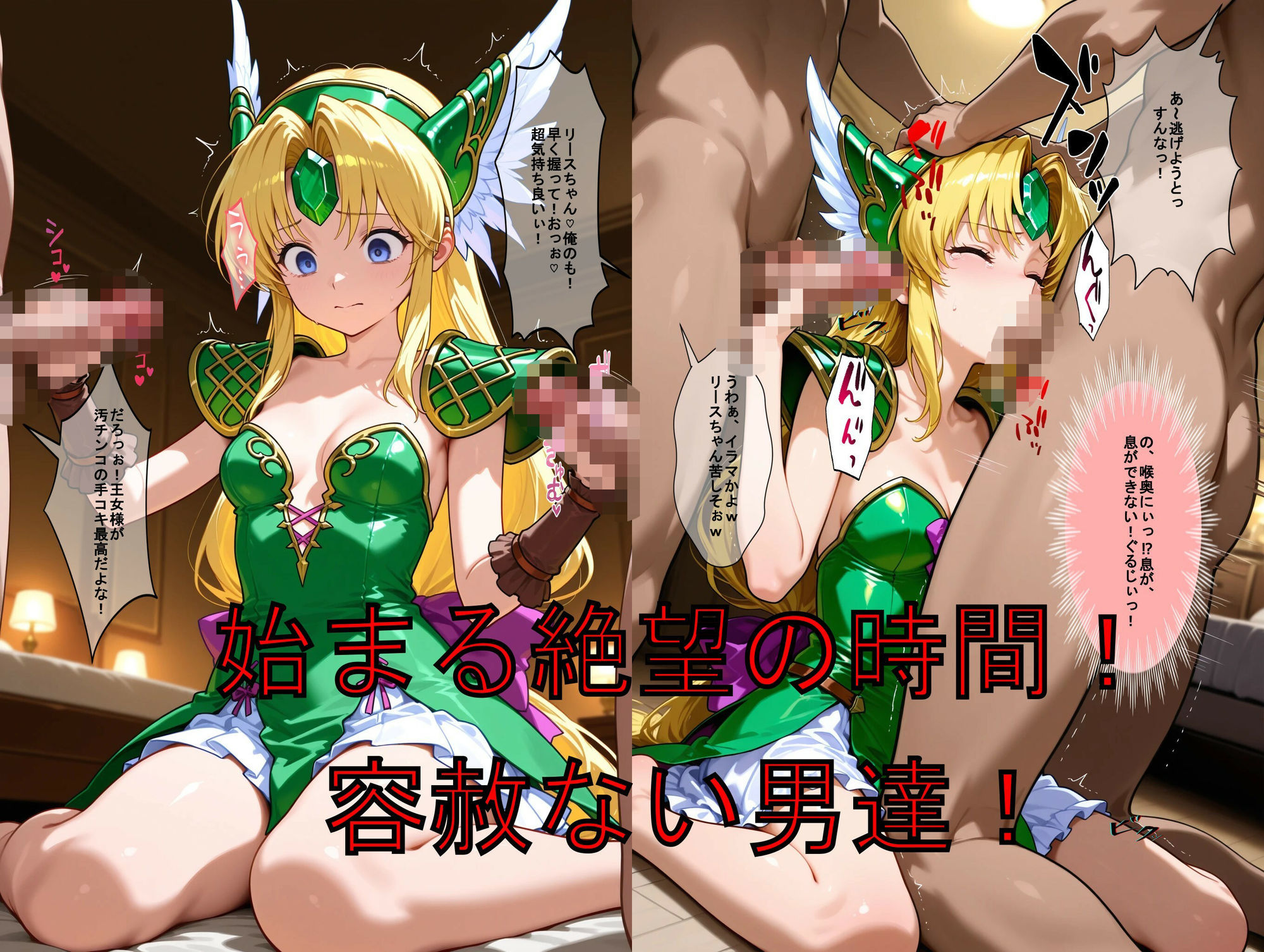 推しキャラ召喚した俺達！  歴戦の戦士は問答無用で集団輪●の餌食に！（前編）〜リー〇〜戦士服ver サンプル3ページ目
