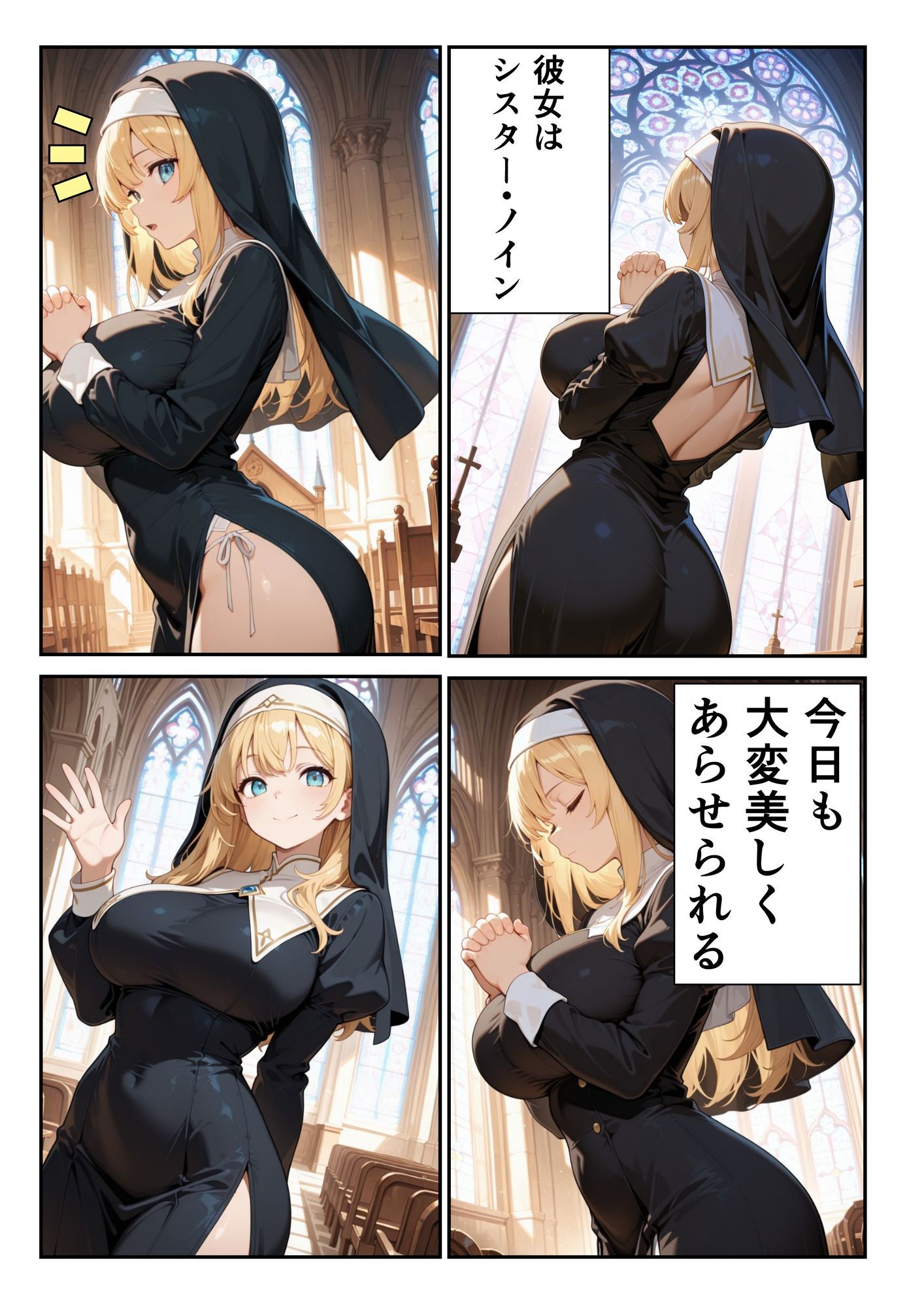 心優しく爆乳なシスターに頼んだらエッチな願いを聞いてくれて サンプル2ページ目