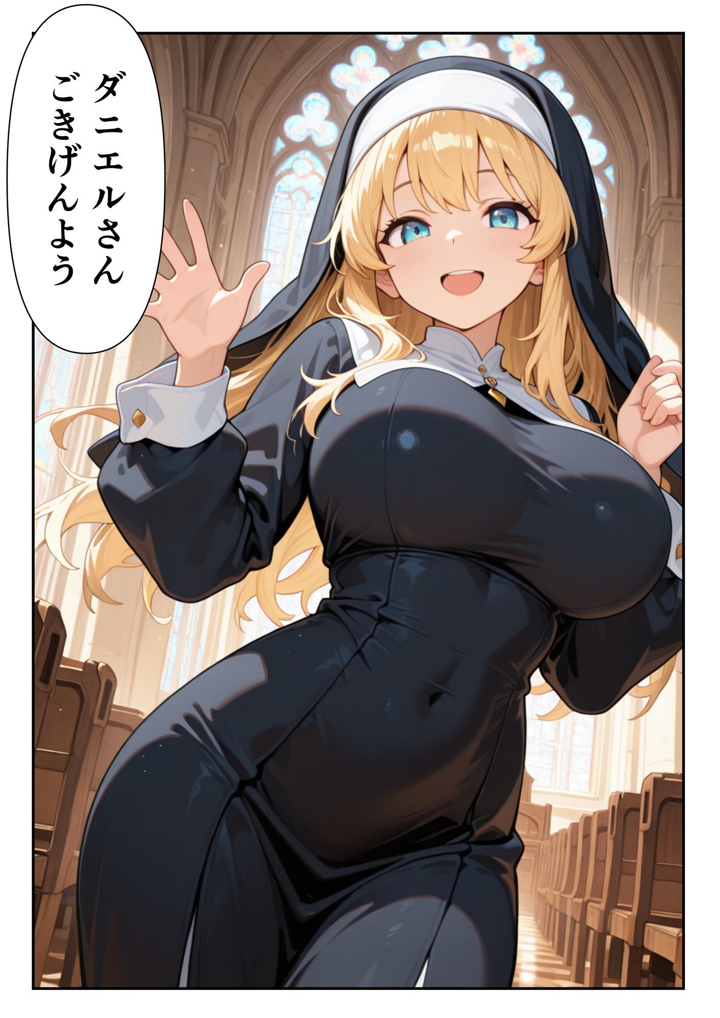 心優しく爆乳なシスターに頼んだらエッチな願いを聞いてくれて サンプル3ページ目