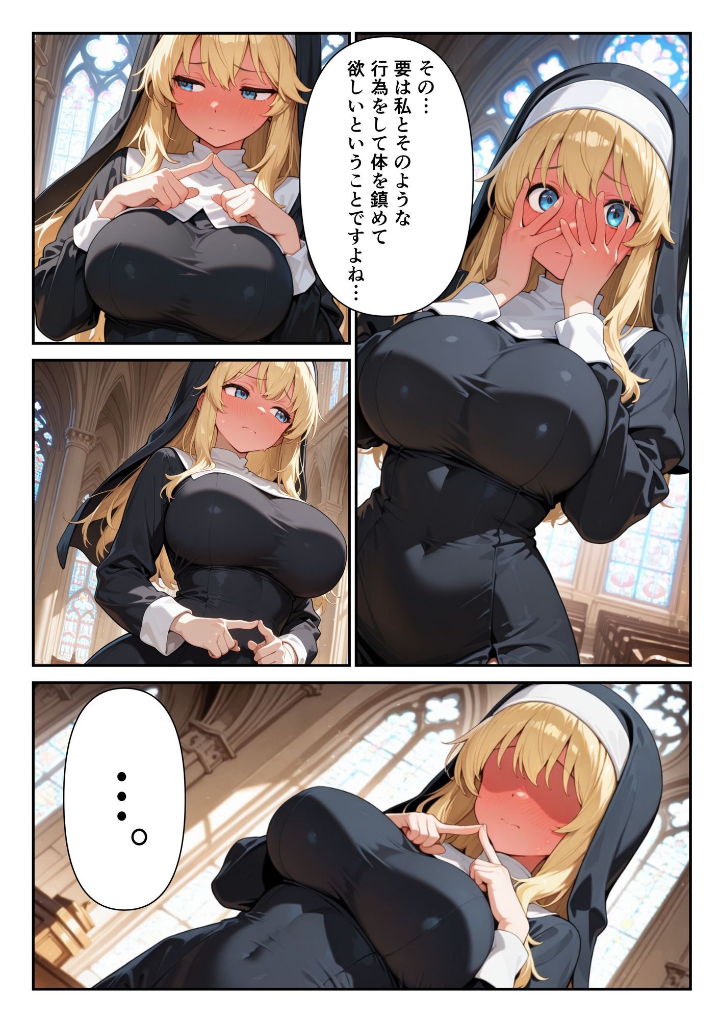 心優しく爆乳なシスターに頼んだらエッチな願いを聞いてくれて サンプル6ページ目