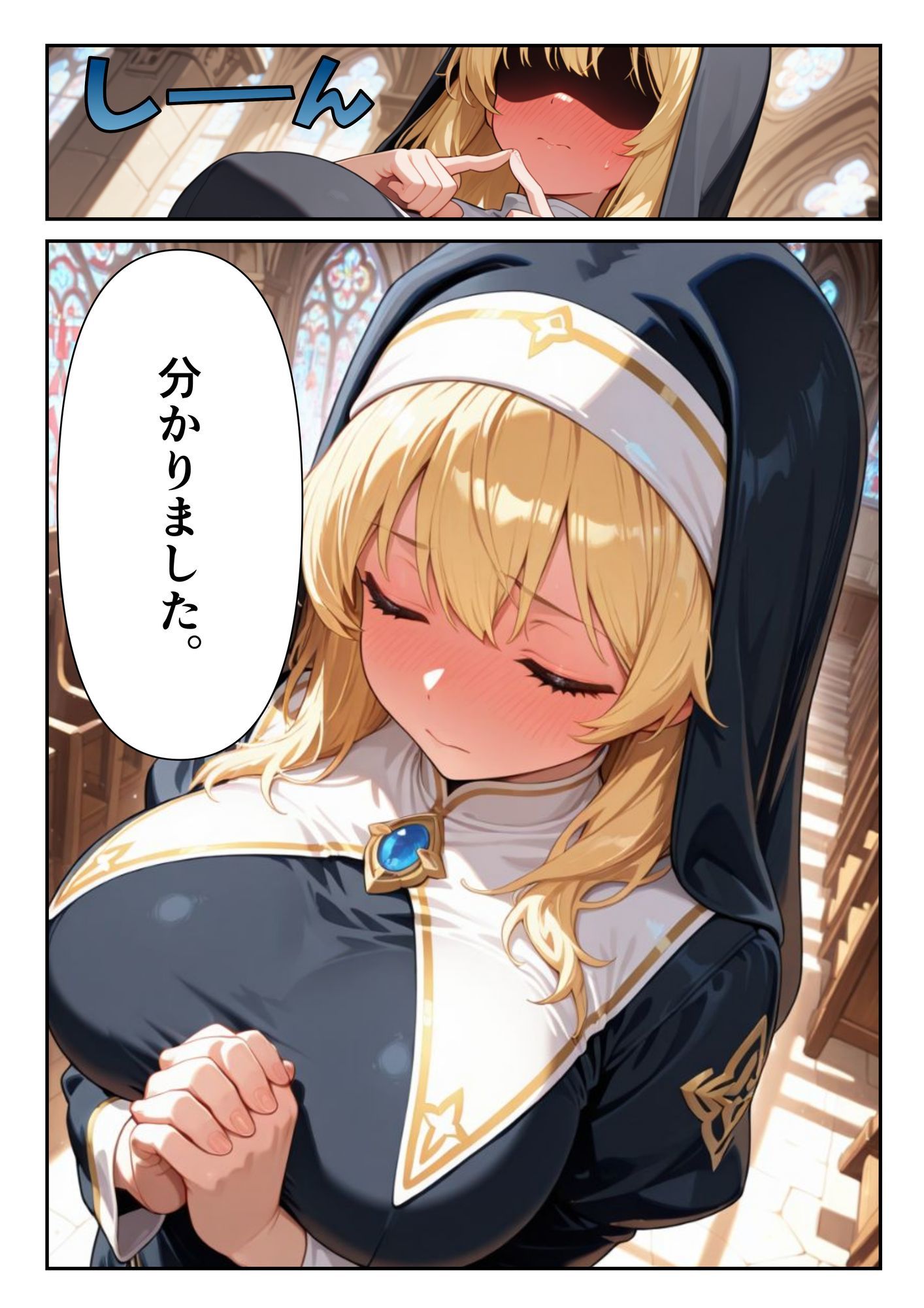 心優しく爆乳なシスターに頼んだらエッチな願いを聞いてくれて サンプル7ページ目