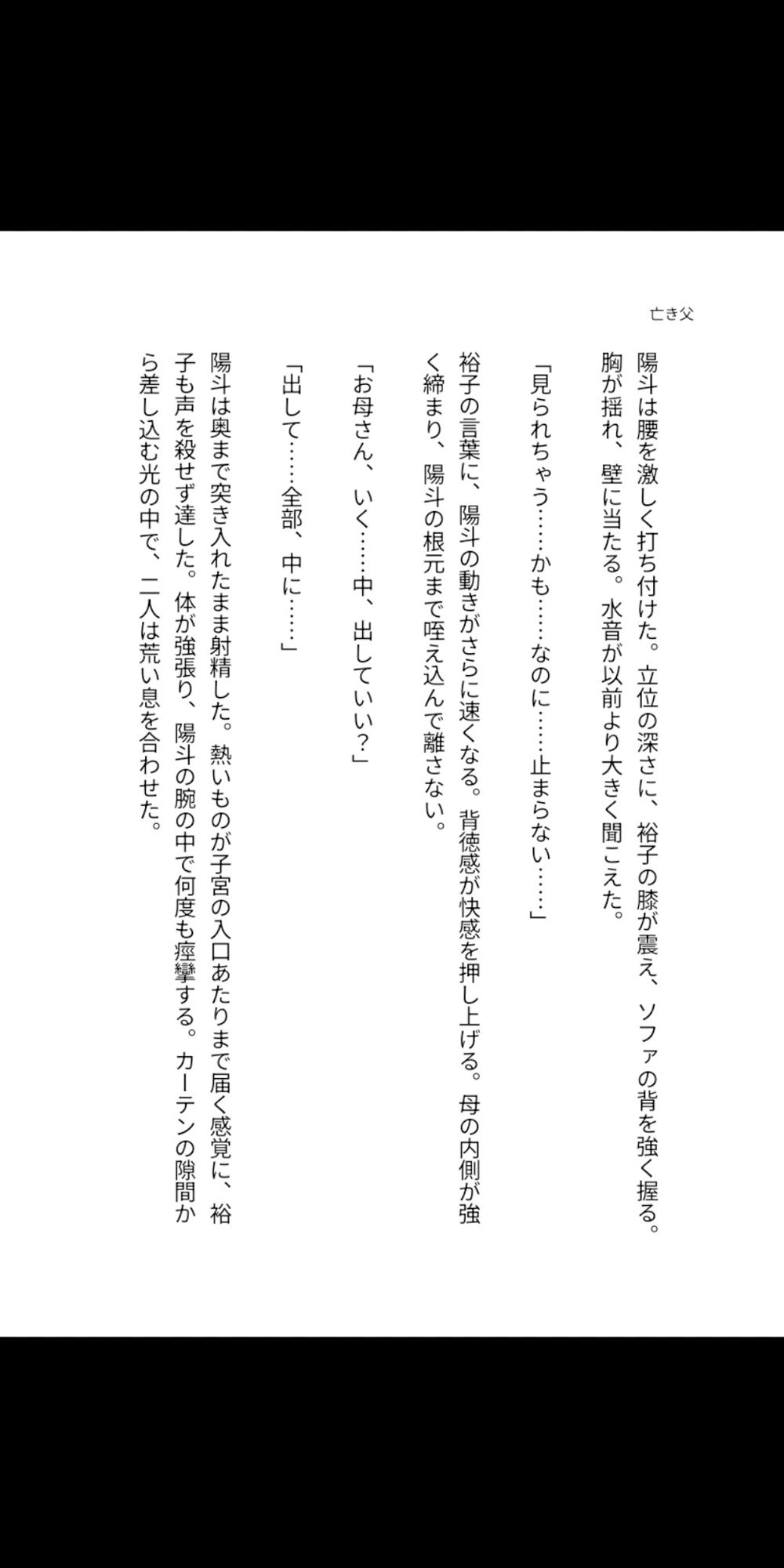 亡き父のいない夏、鍵をかけない母の部屋――四十路の豊満な肉体が息子を受け入れ、子宮で精を求め続けるまでの背徳同居 サンプル1ページ目