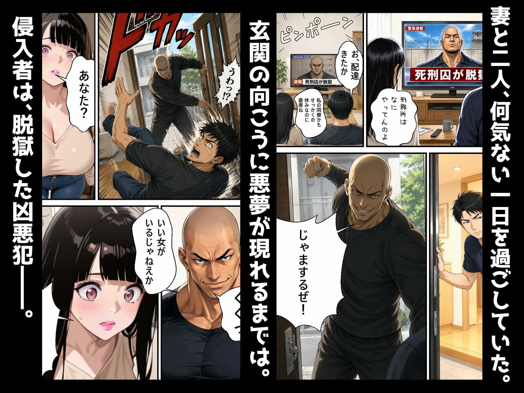 脱走した死刑囚に巨乳コスプレイヤームチムチ妻（24）をNTRオナホにされました サンプル1ページ目