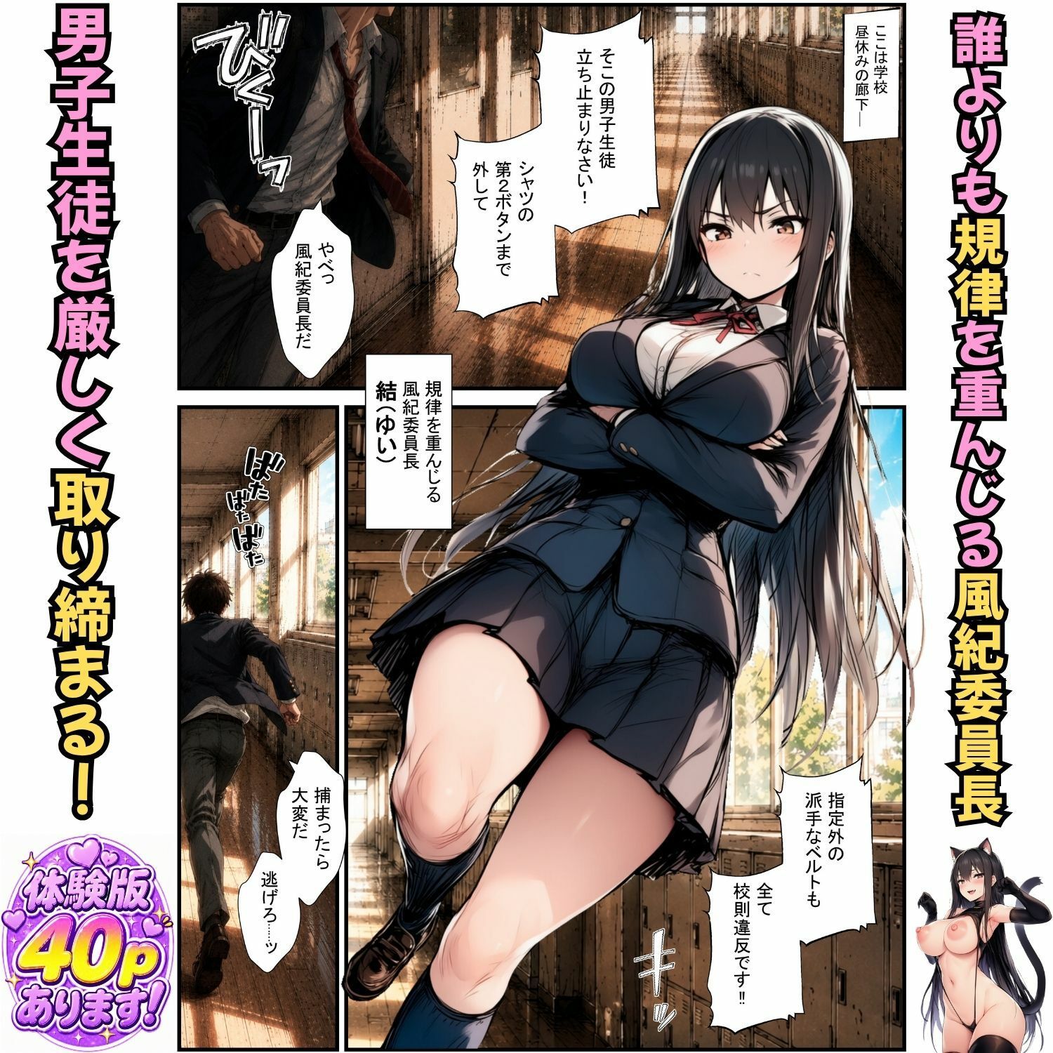 むっつり風紀委員が本性全開！過激コスプレでアヘ堕ち中出しハーレム サンプル1ページ目