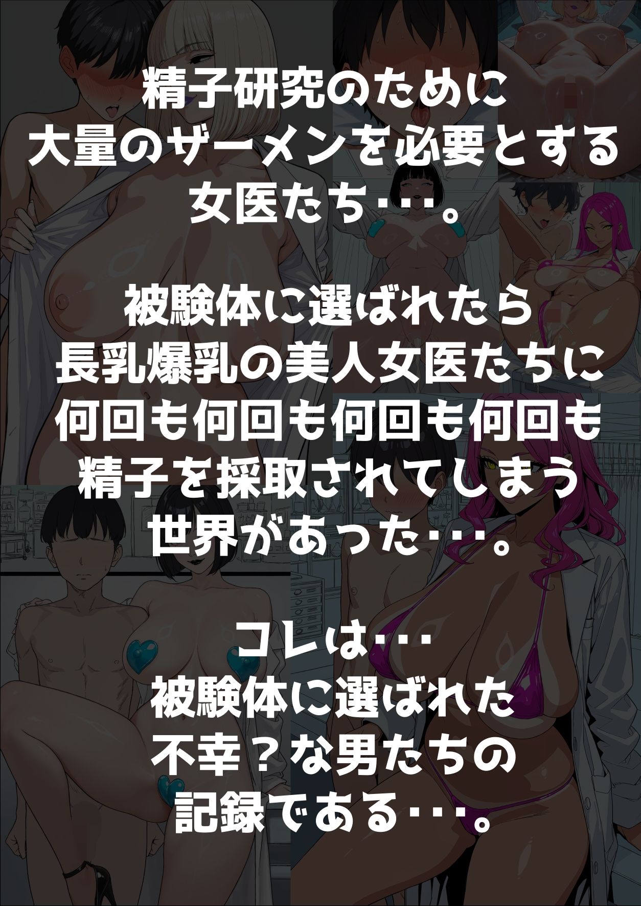 被験体に選ばれたら、長乳爆乳の女医たちに何回も何回も何回も何回も搾精される世界 サンプル2ページ目