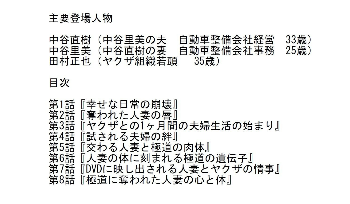 【官能小説】夫の借金のためにヤクザに抱かれ寝取られた人妻 サンプル1ページ目