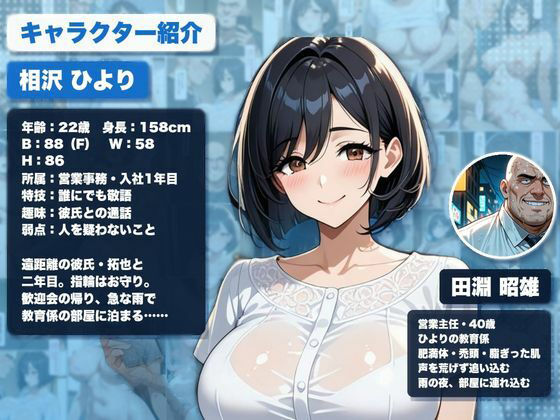 彼氏一筋だった巨乳新人OLが、キモデブ上司に毎晩種付けされて孕まされる話 サンプル1ページ目