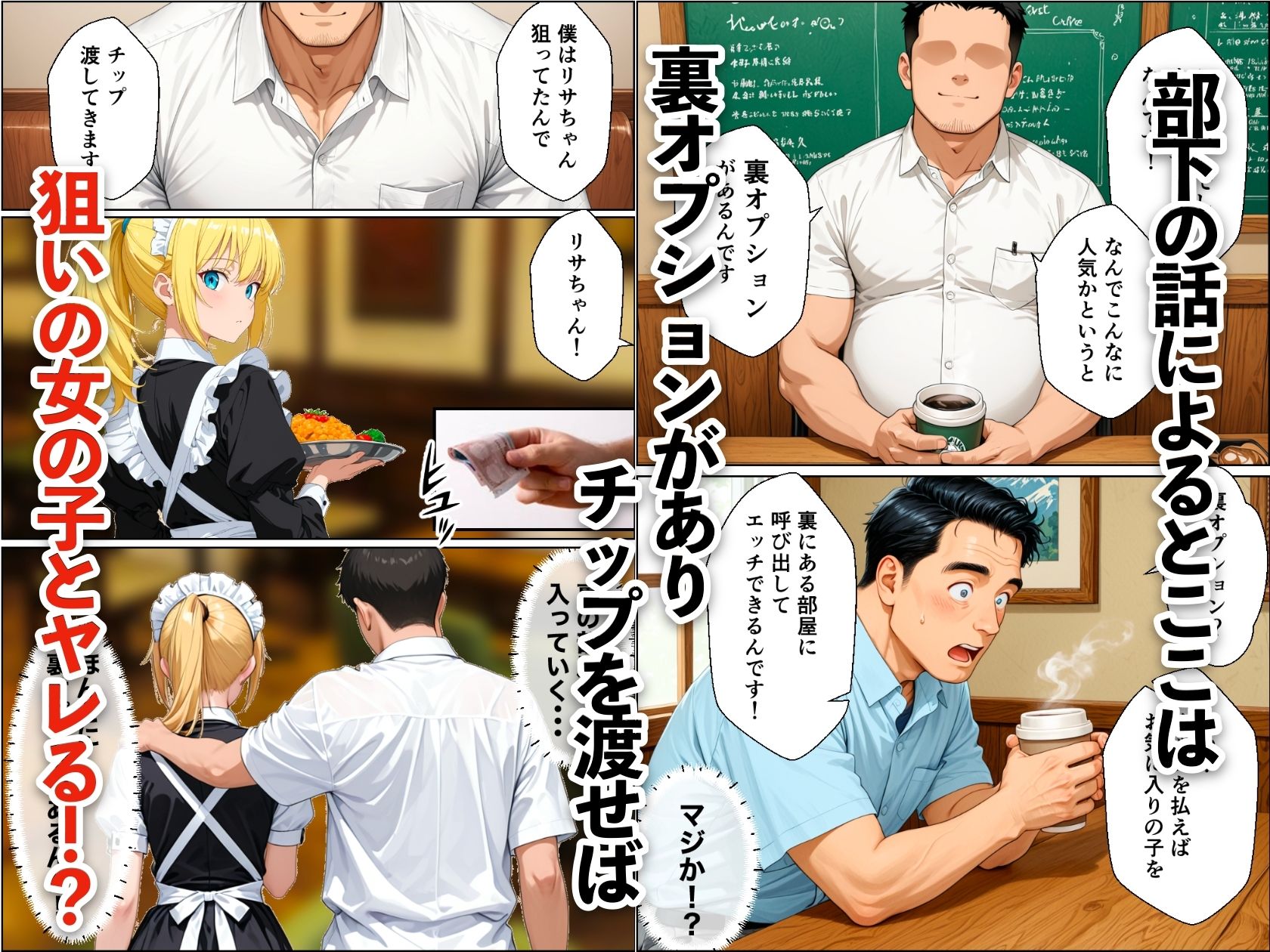 バブル時代に転生してノーパン喫茶でハーレムになった話 サンプル6ページ目