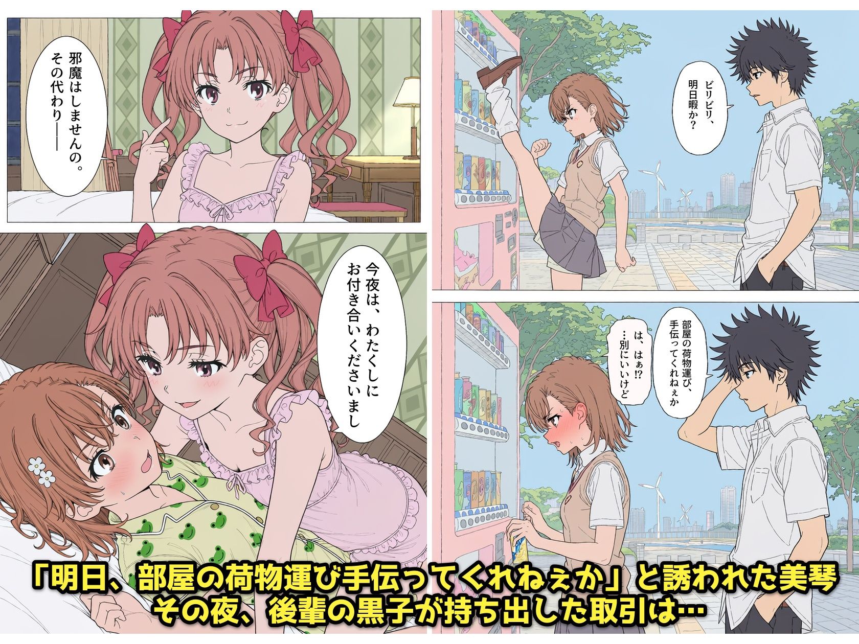 【漫画】とある美琴の羞恥体験 〜後輩と、あいつと、女王と〜 サンプル1ページ目