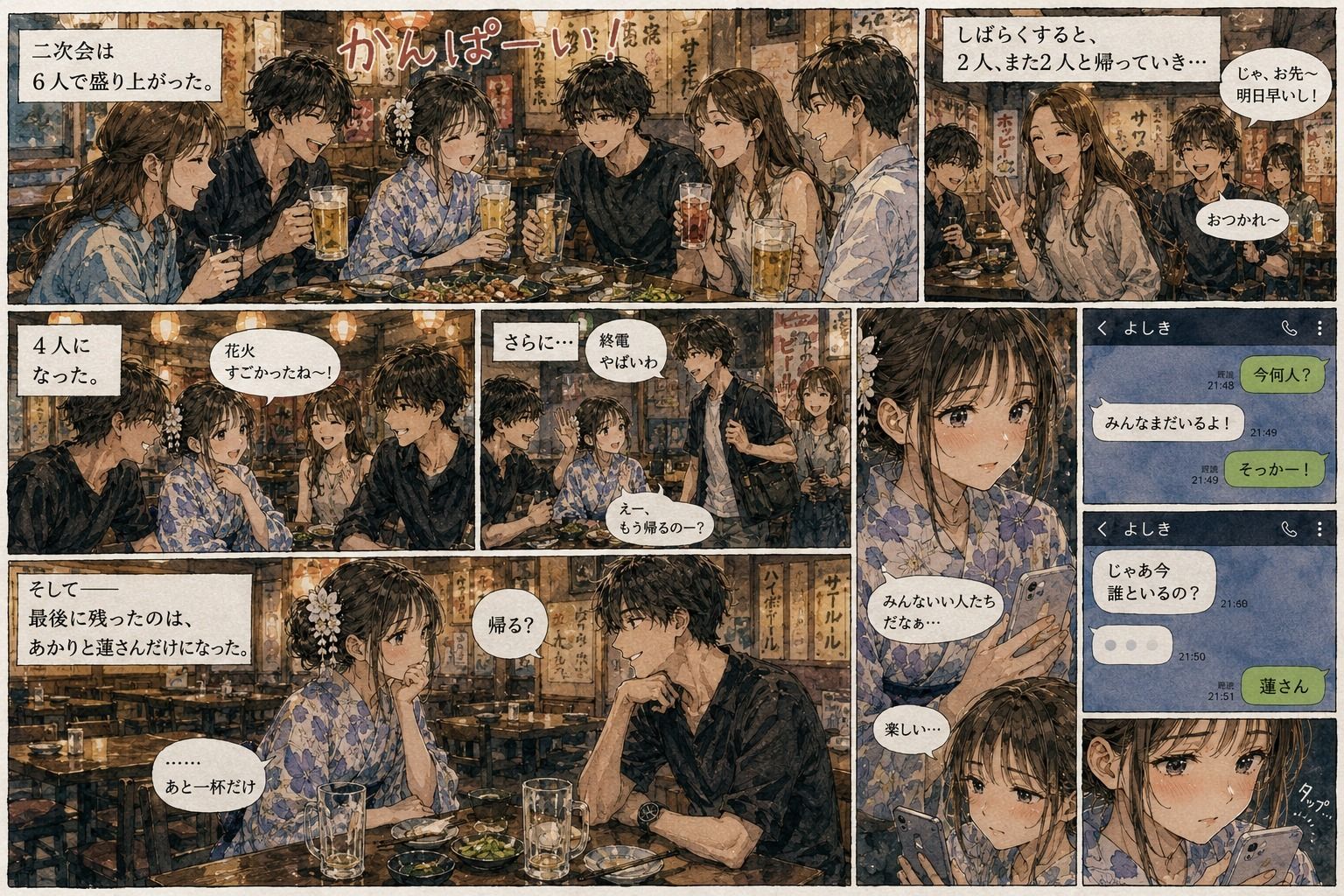 花火大会の夜、彼女の位置情報がラブホテルで止まった。 サンプル4ページ目
