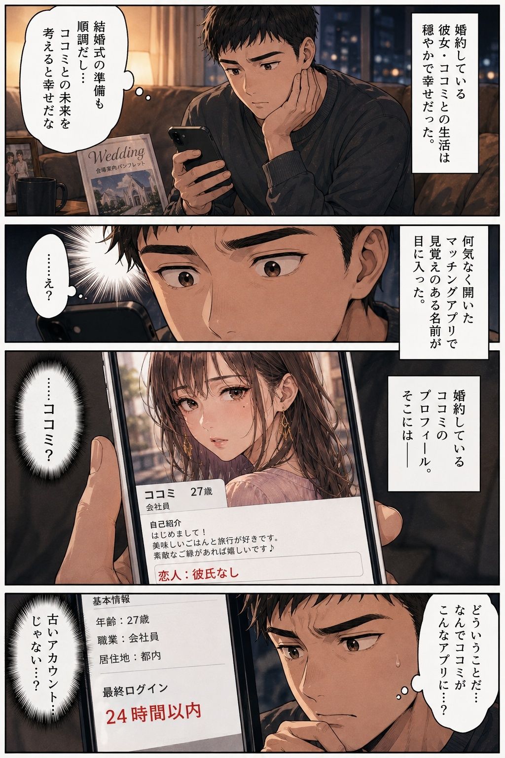 婚約中の彼女をマッチングアプリで見つけた。 〜プロフィールには「彼氏なし」と書かれていた〜 サンプル1ページ目