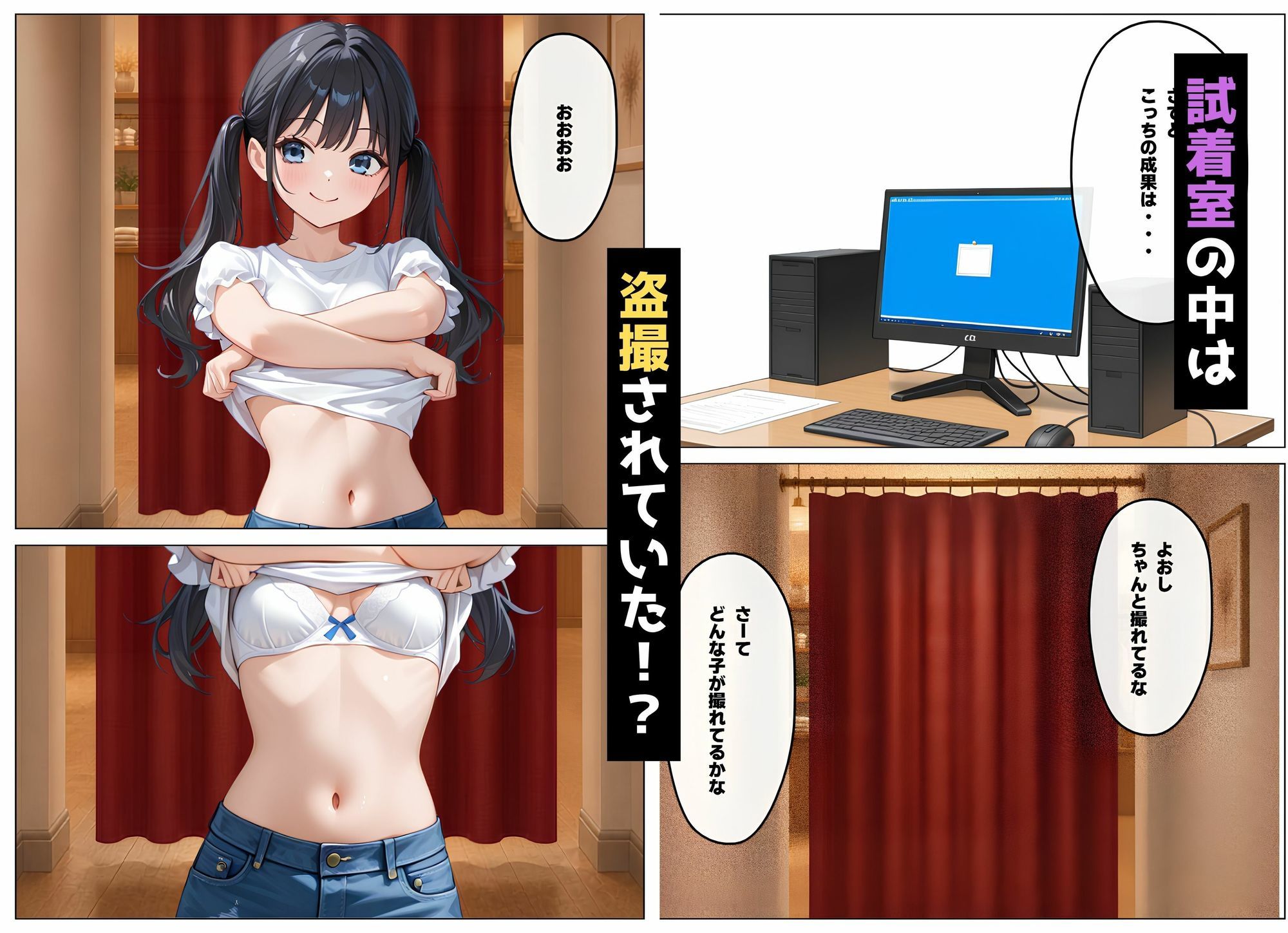 水着を買いに来た2人が盗撮される話 サンプル3ページ目