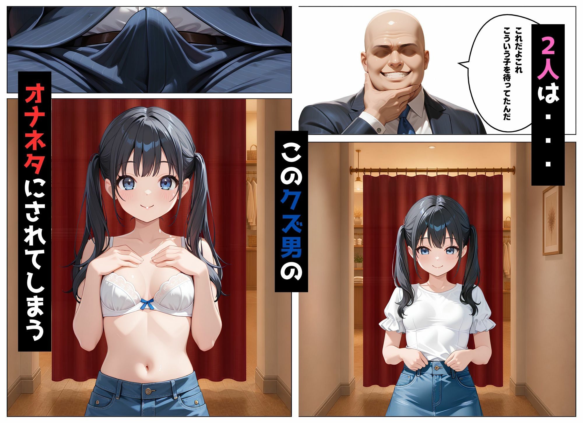 水着を買いに来た2人が盗撮される話 サンプル4ページ目
