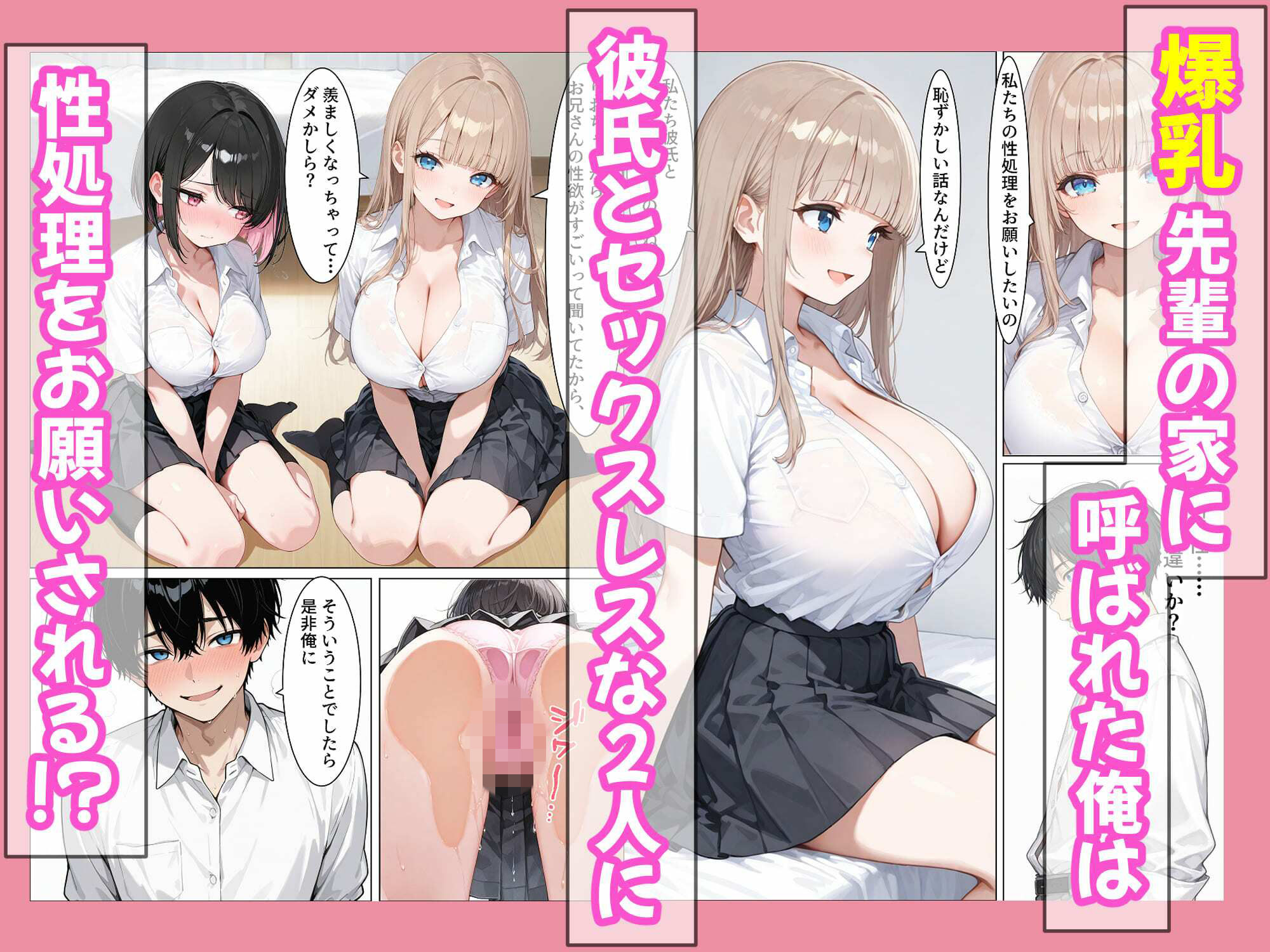 搾精日和2〜爆乳あまあま先輩ギャルと敏感ツンデレ後輩ギャルに搾り尽くされる話〜 サンプル3ページ目