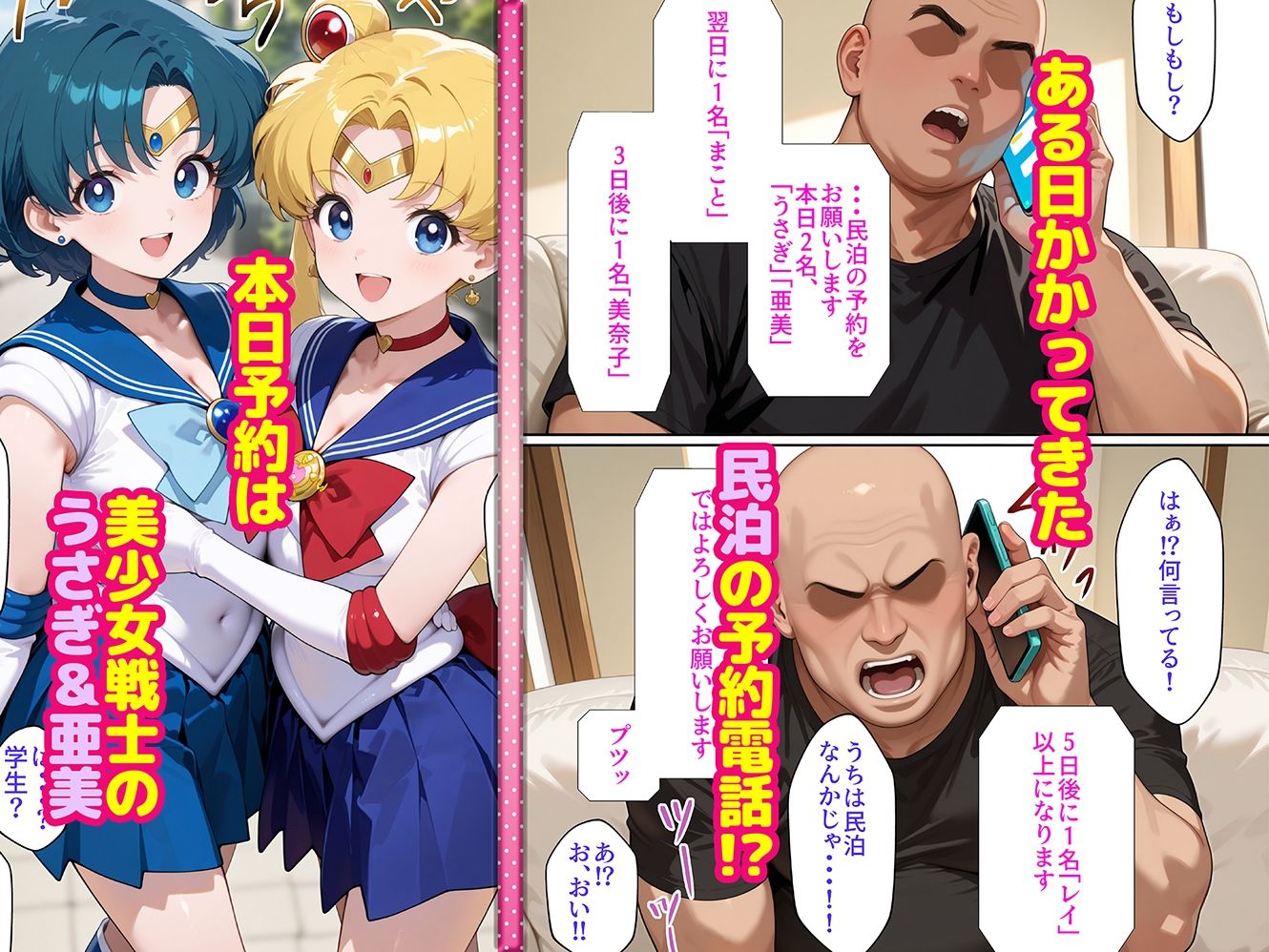 二次元ヒロインたちが俺の部屋を民泊利用するのでお代を身体で支払ってもらう セ〇ラー編 サンプル1ページ目
