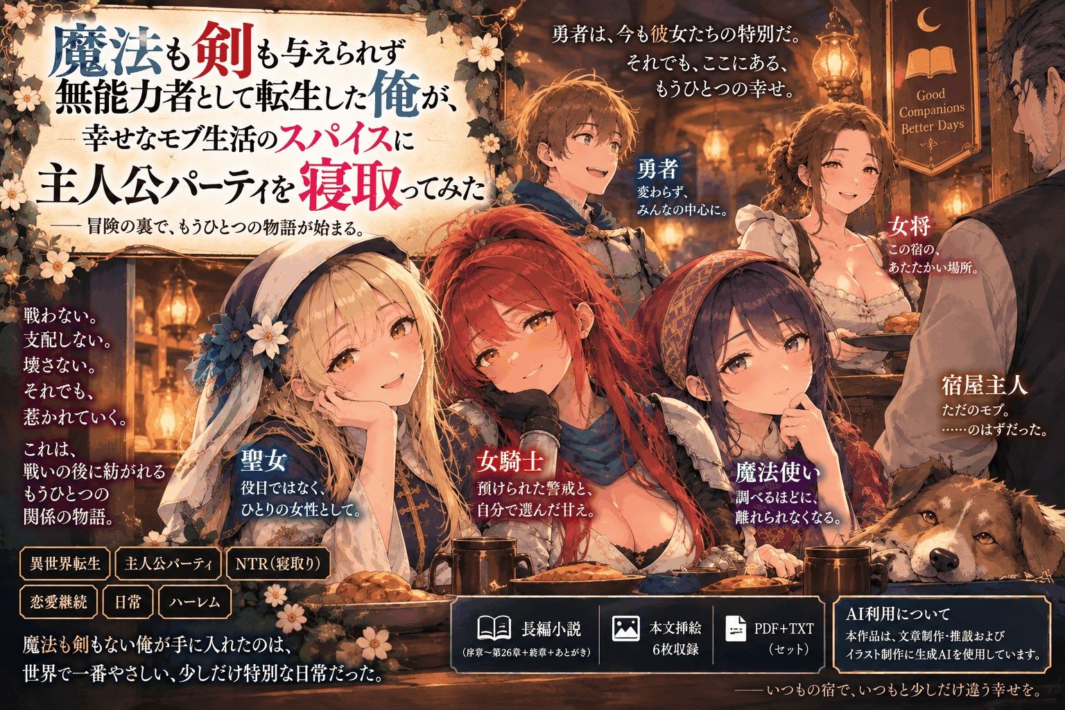 魔法も剣も与えられず無能力者として転生した俺が、幸せなモブ生活のスパイスに主人公パーティを寝取ってみた サンプル1ページ目