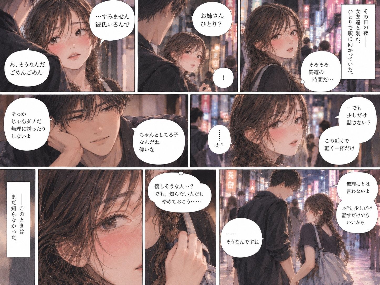 「『絶対についていかないから』――彼女が百戦錬磨のナンパ師と出会った夜。」 サンプル2ページ目