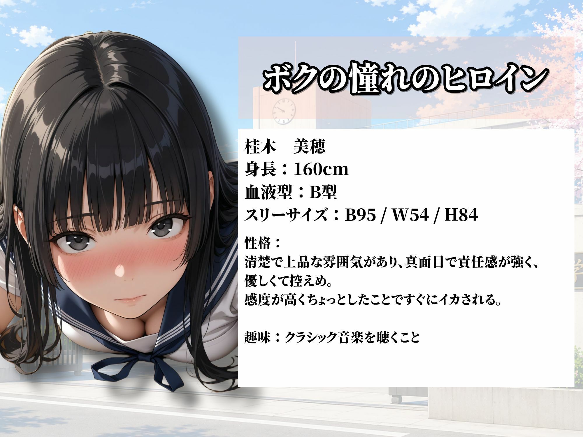 童貞のボクが大好きな優等生ヒロインを目の前で校長に弱みを握られNTRされた話〜桂木 美穂編 サンプル1ページ目