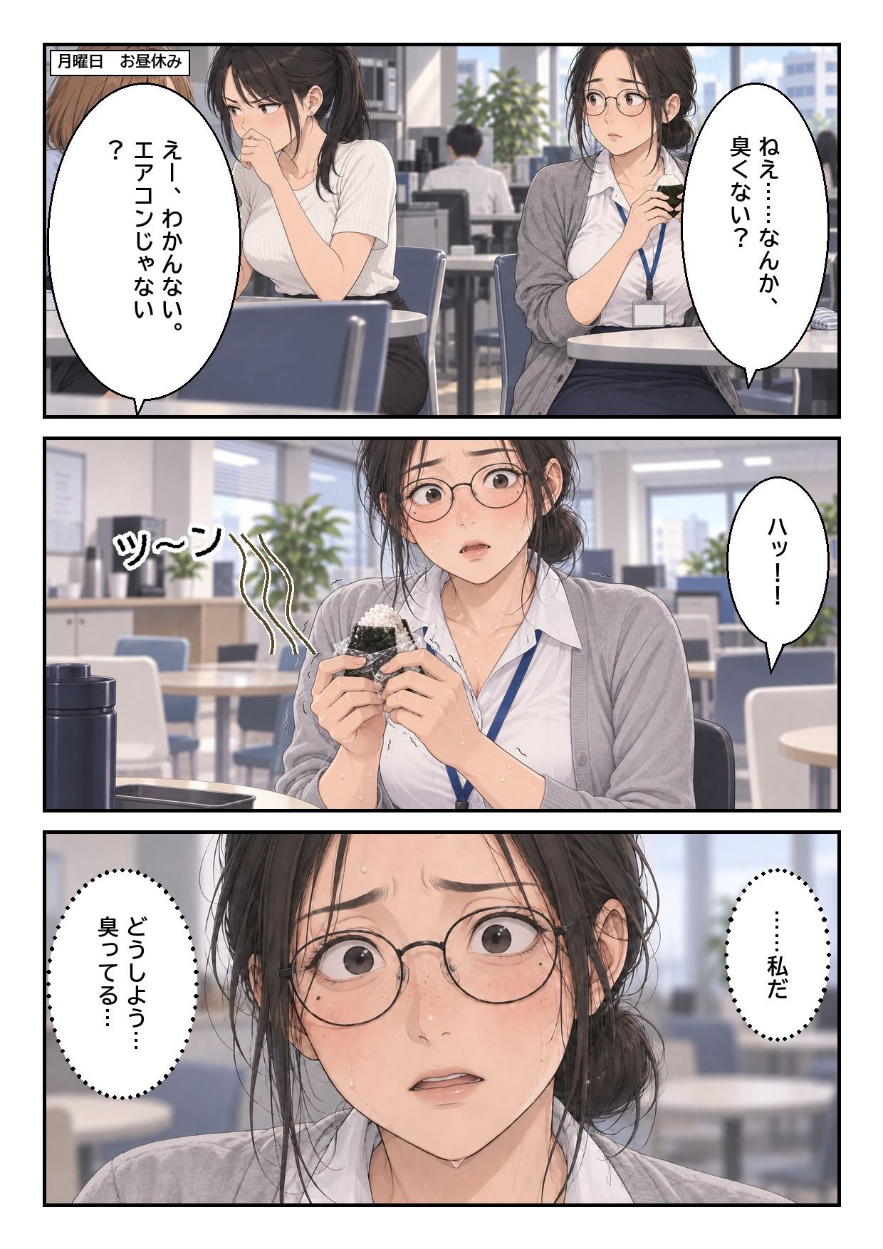 処理してない地味な先輩（34）が、4日間お風呂を禁止されて全身のニオイを嗅がれる話 サンプル7ページ目