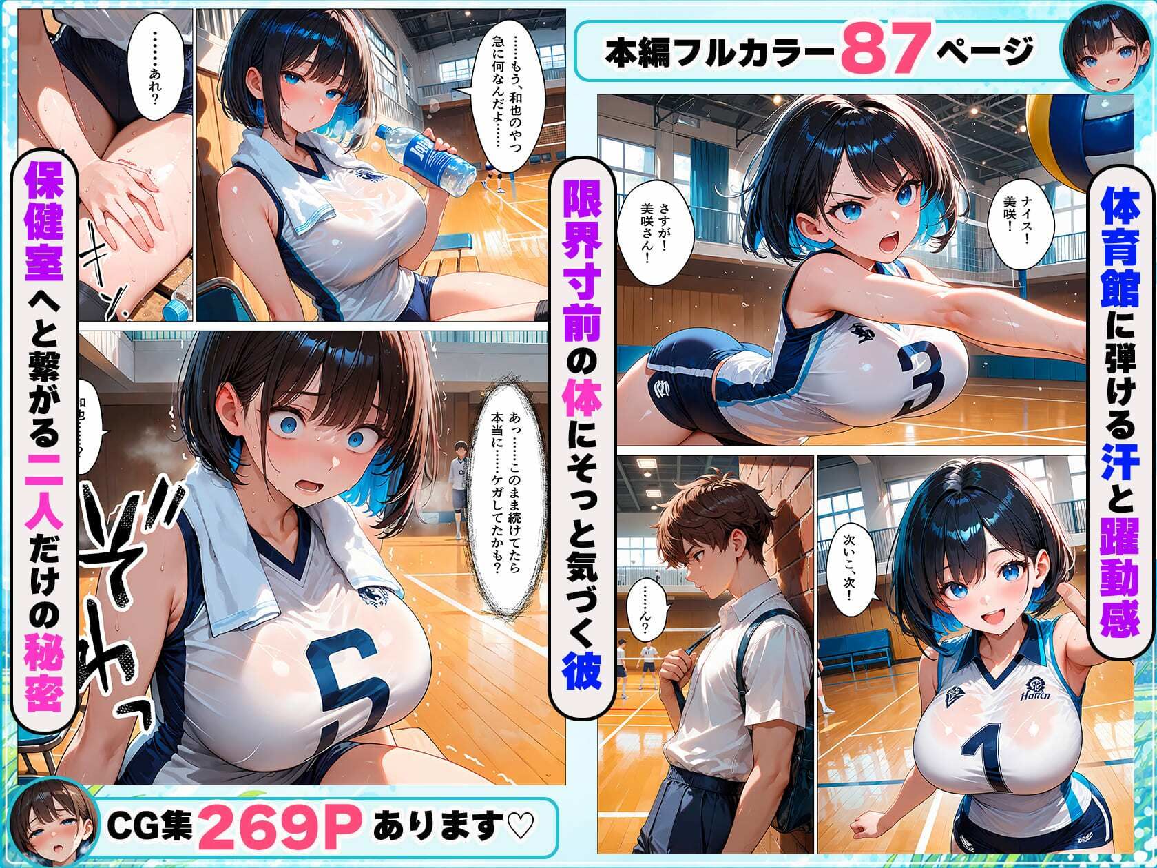 バレー部の幼馴染と汗だく本能剥き出しイチャラブセックス サンプル4ページ目