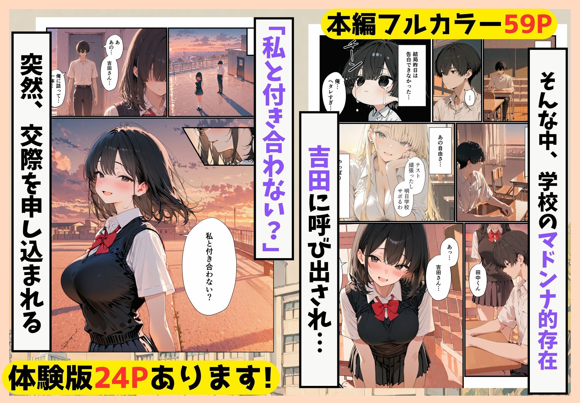 隣の席のギャルのことが好きなのに、巨乳の同級生が誘惑してくる サンプル3ページ目