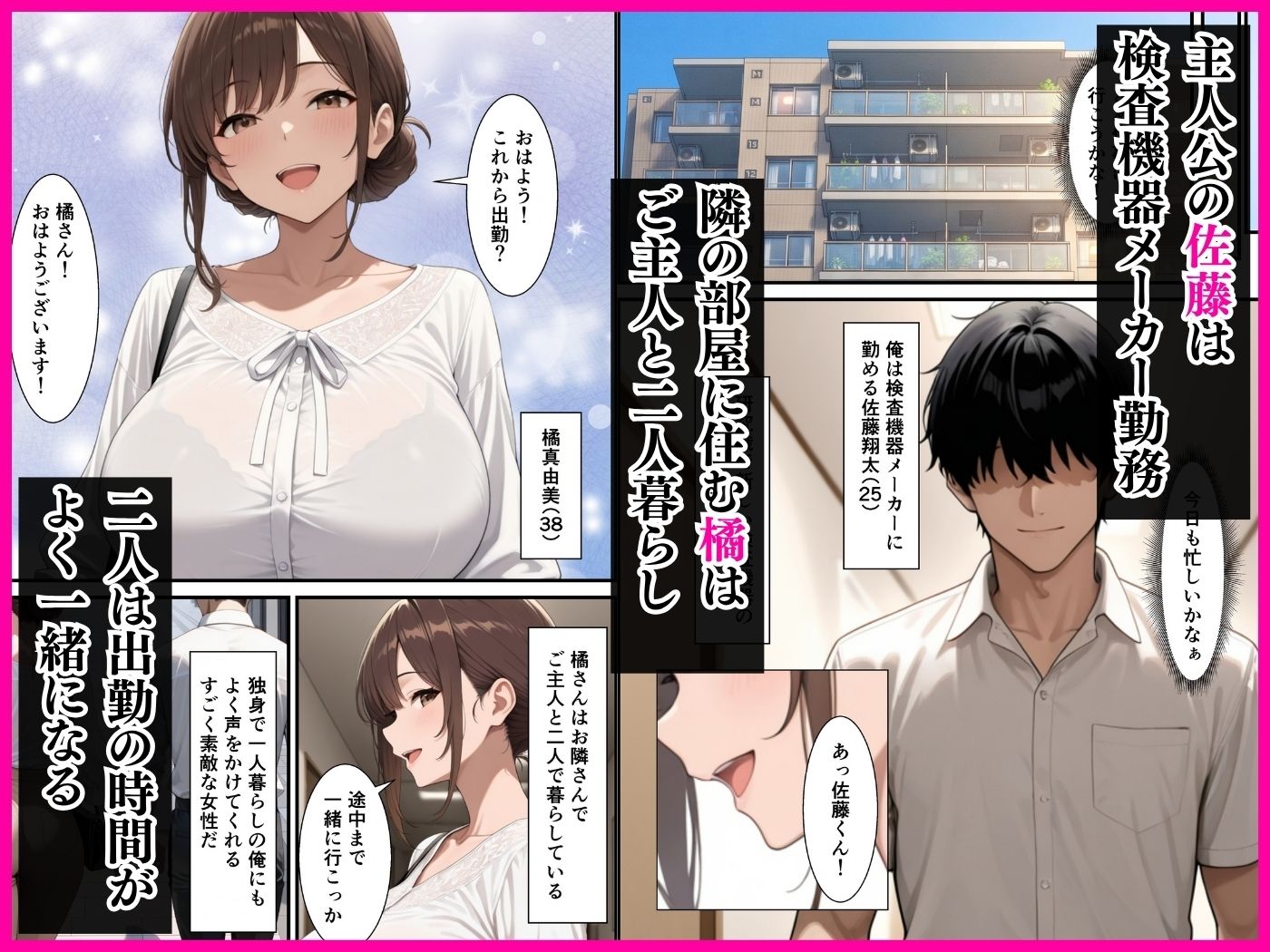 お隣の巨乳人妻とセックス相性診断器でSSS判定！！毎日の生ハメセックスが止まらない話 サンプル1ページ目