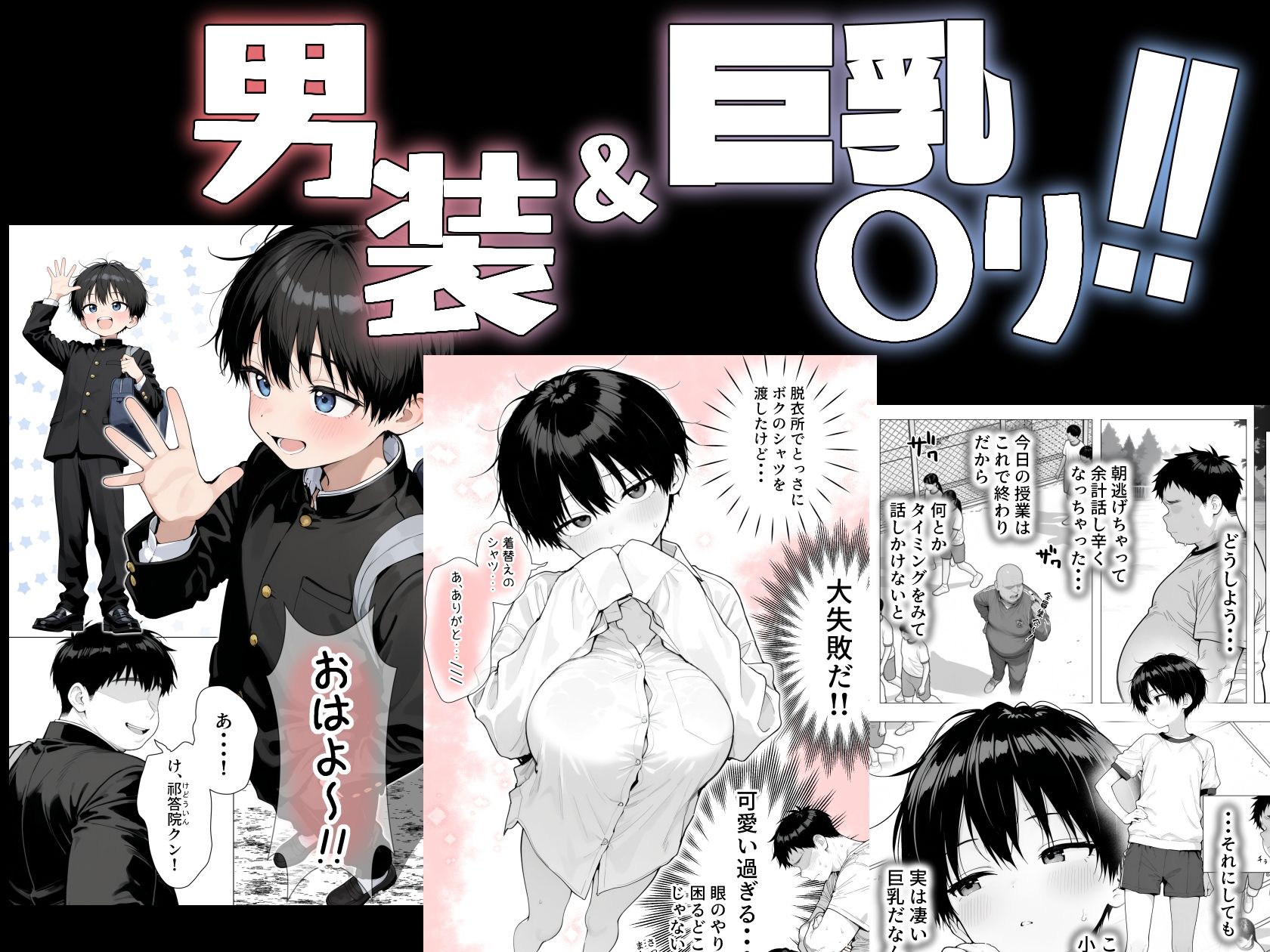 隣の席の男装〇リ巨乳 サンプル1ページ目