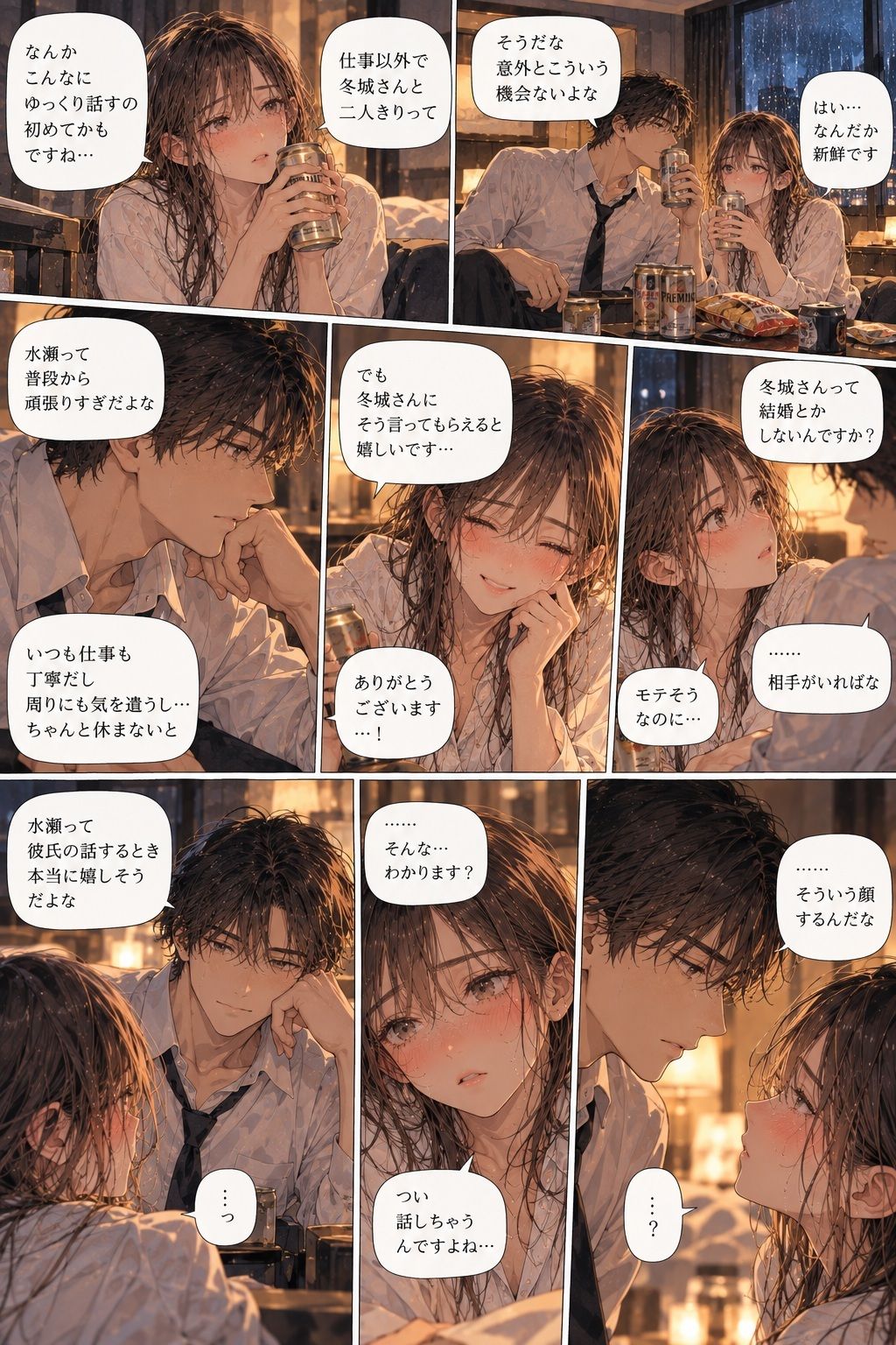 台風で帰れなくなった彼女が、会社の上司とホテルの同じ部屋に泊まることになった。 サンプル4ページ目