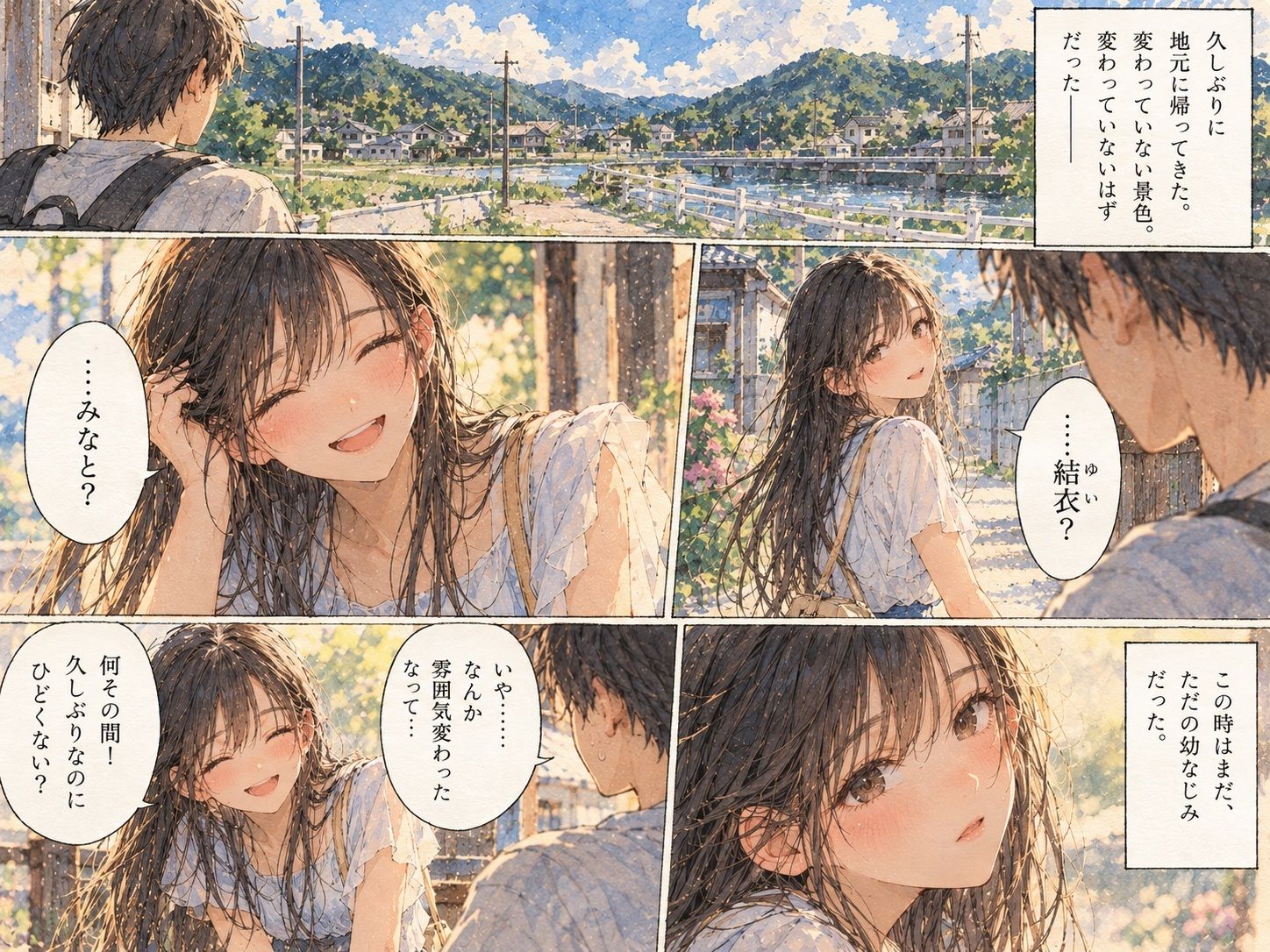 雨宿り、幼なじみが女になった。〜濡れた彼女と二人きりになった夏の夕暮れ〜 サンプル1ページ目