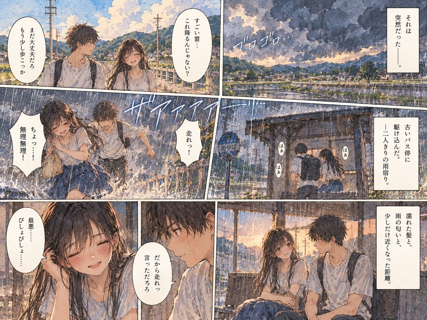雨宿り、幼なじみが女になった。〜濡れた彼女と二人きりになった夏の夕暮れ〜 サンプル2ページ目