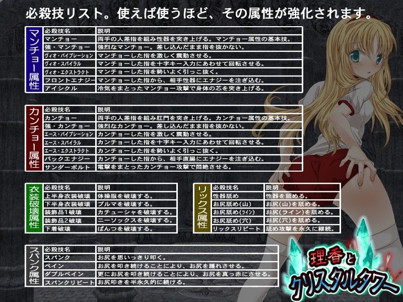 理香とクリスタルタワー -100円陵●・育成型格闘ゲームえっち- サンプル3ページ目
