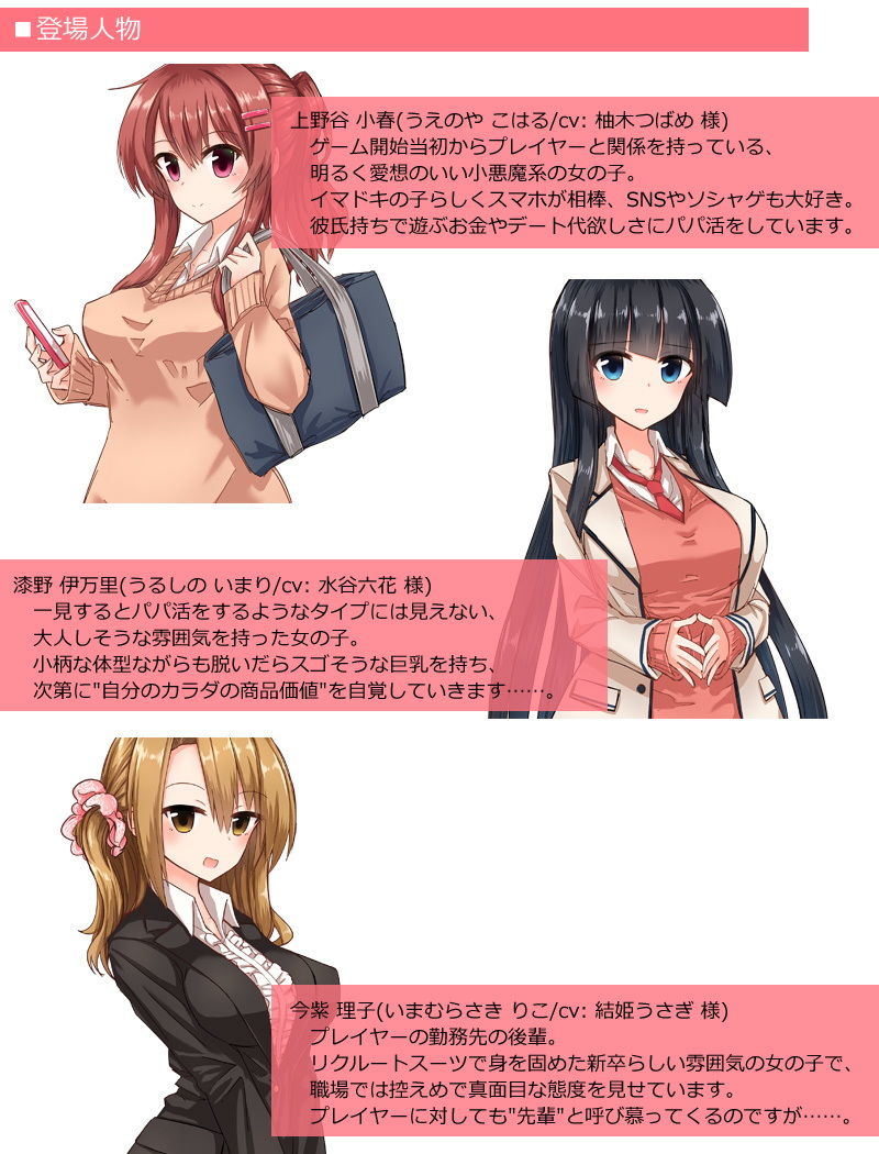 ヒロイン全員お財布狙い！〜お金を稼いで女の子に貢ぐパパ活SLG〜 サンプル5ページ目