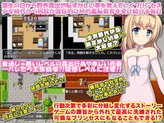 プリンセスが夜中に変装して露出や売春するRPG。ネタバレは淫魔封印戦記 サンプル4ページ目