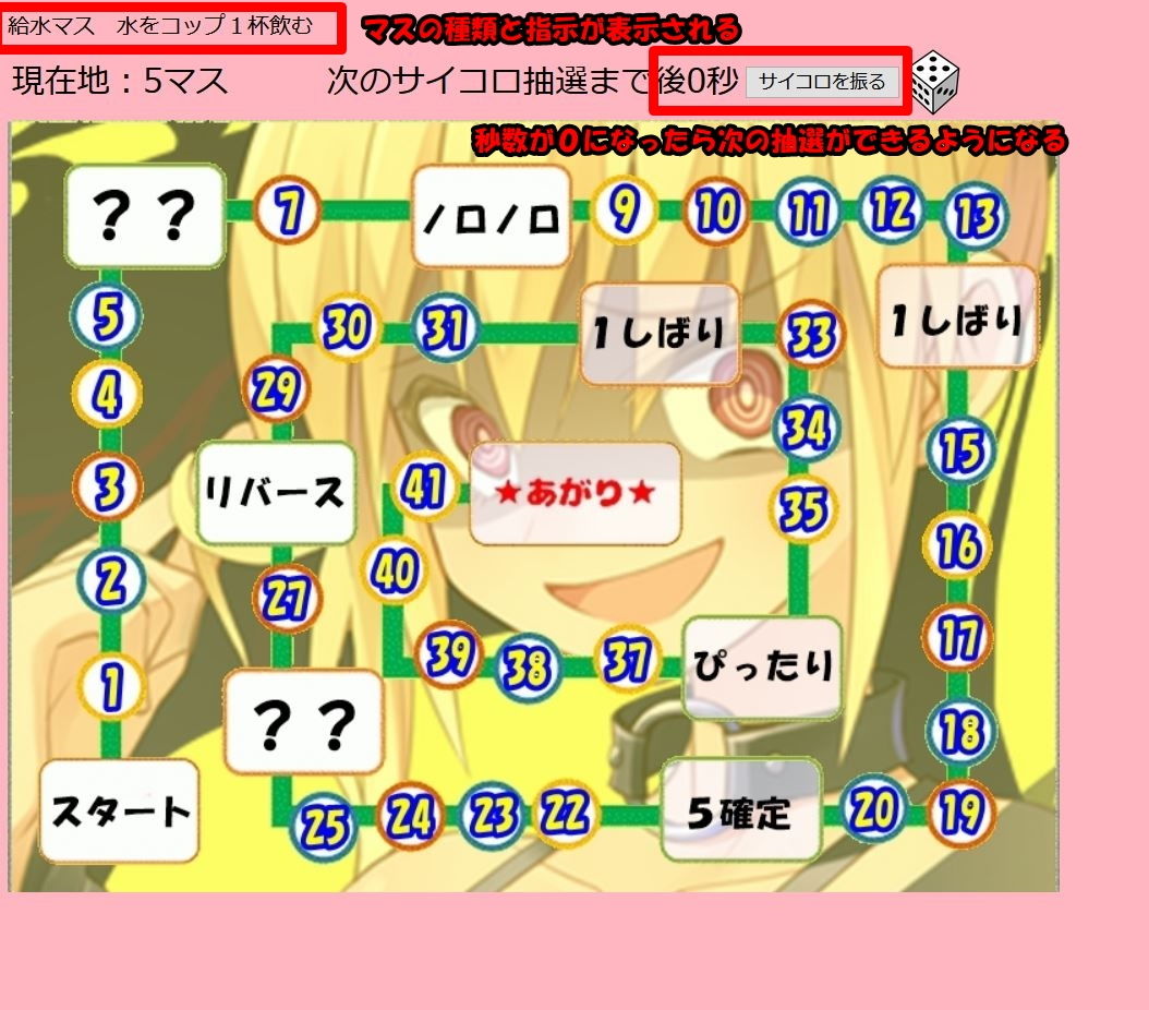 おしっこガマンすごろく サンプル2ページ目
