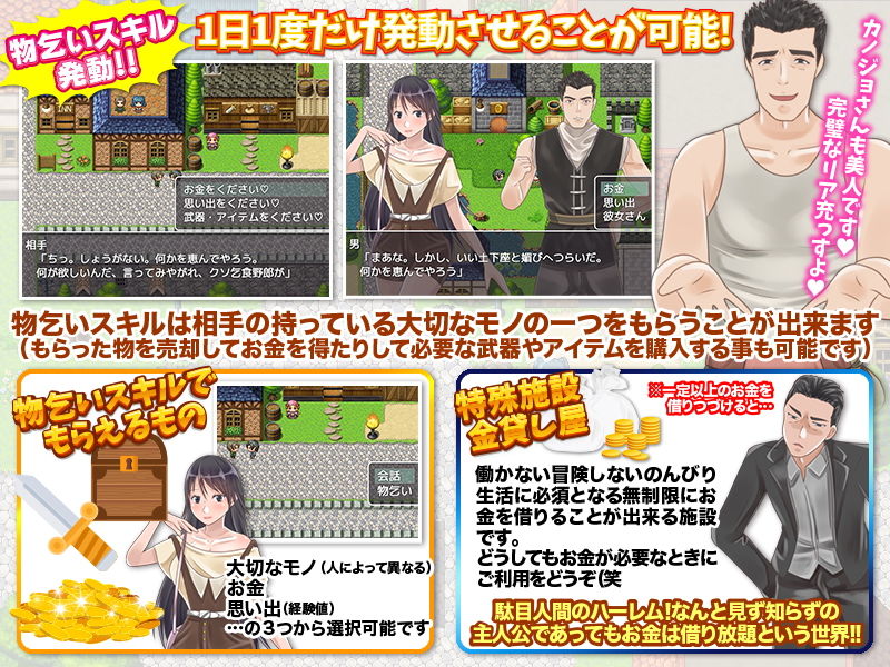 物乞いスキルで転生世界を働かないで生きてみます サンプル2ページ目