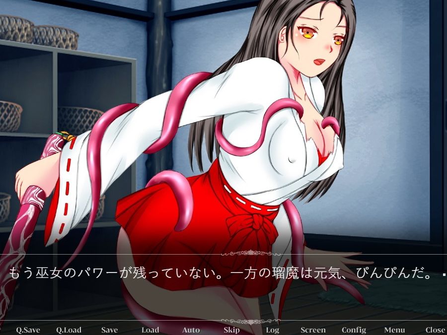 妖花の戦 妖花・瑠魔VS見習い巫女 サンプル3ページ目
